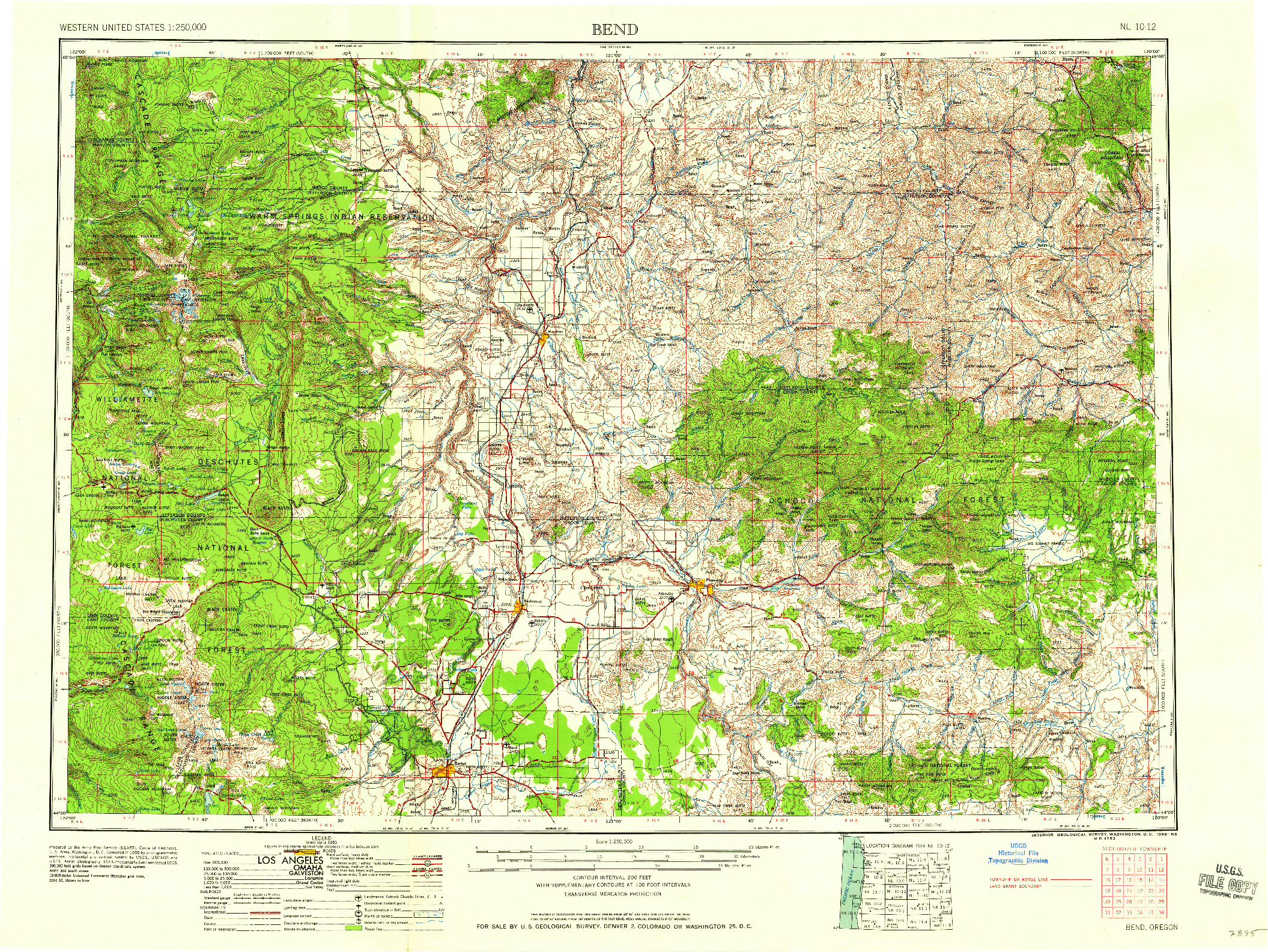 USGS 1:250000-SCALE QUADRANGLE FOR BEND, OR 1958