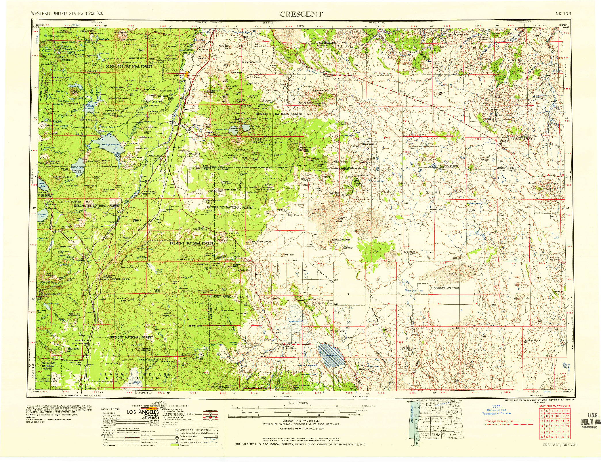 USGS 1:250000-SCALE QUADRANGLE FOR CRESCENT, OR 1958