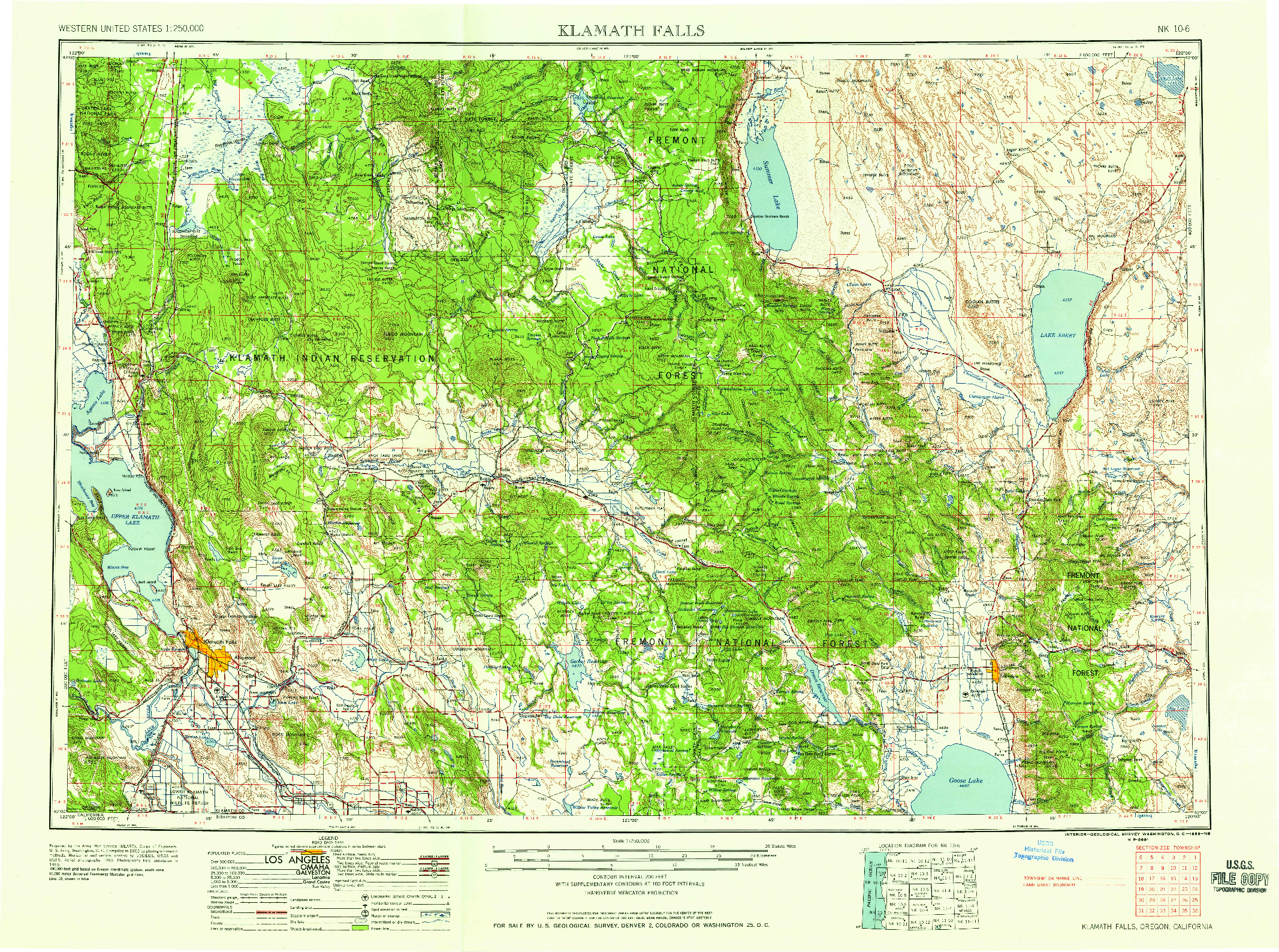 USGS 1:250000-SCALE QUADRANGLE FOR KLAMATH FALLS, OR 1958