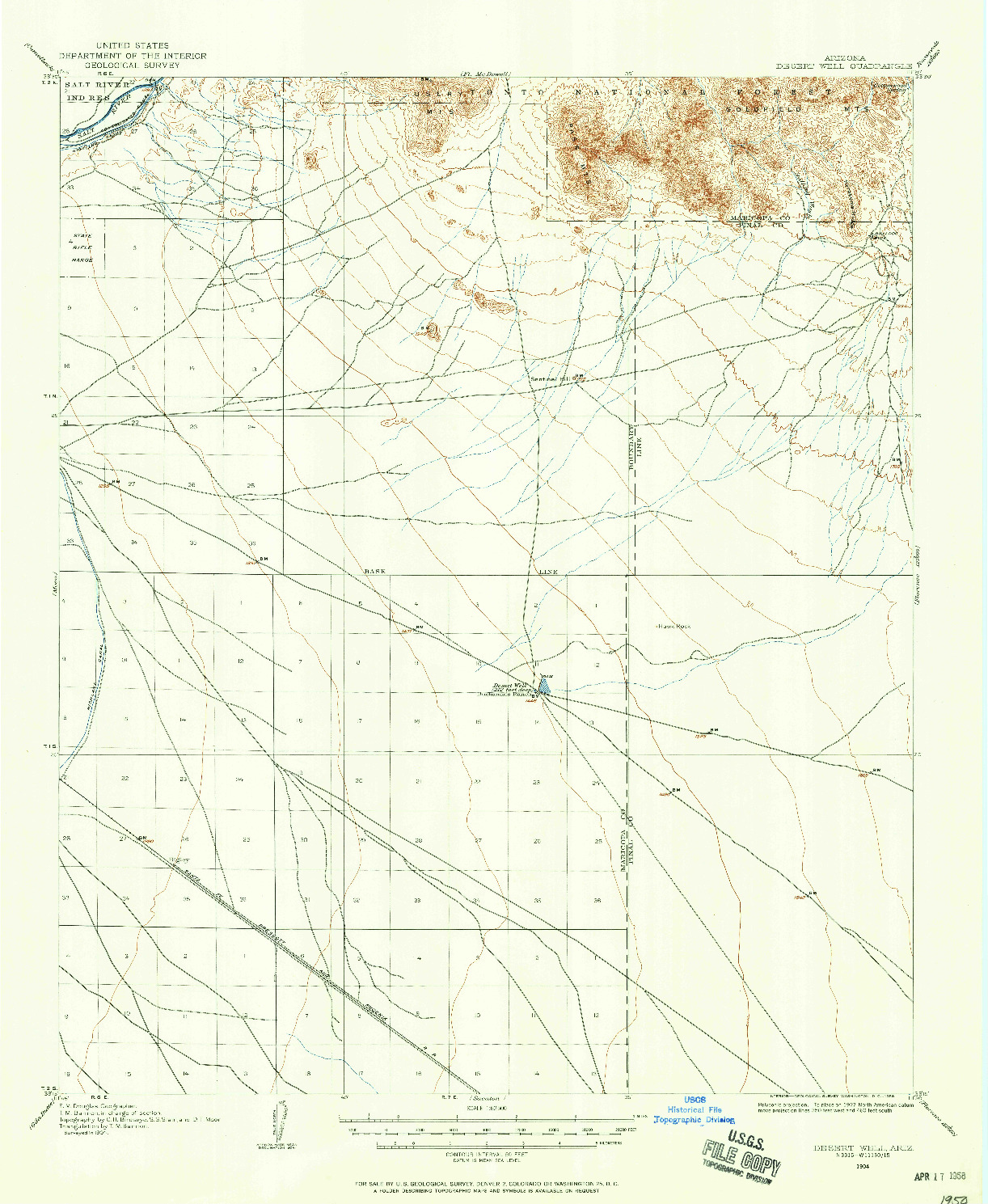 USGS 1:62500-SCALE QUADRANGLE FOR DESERT WELL, AZ 1904