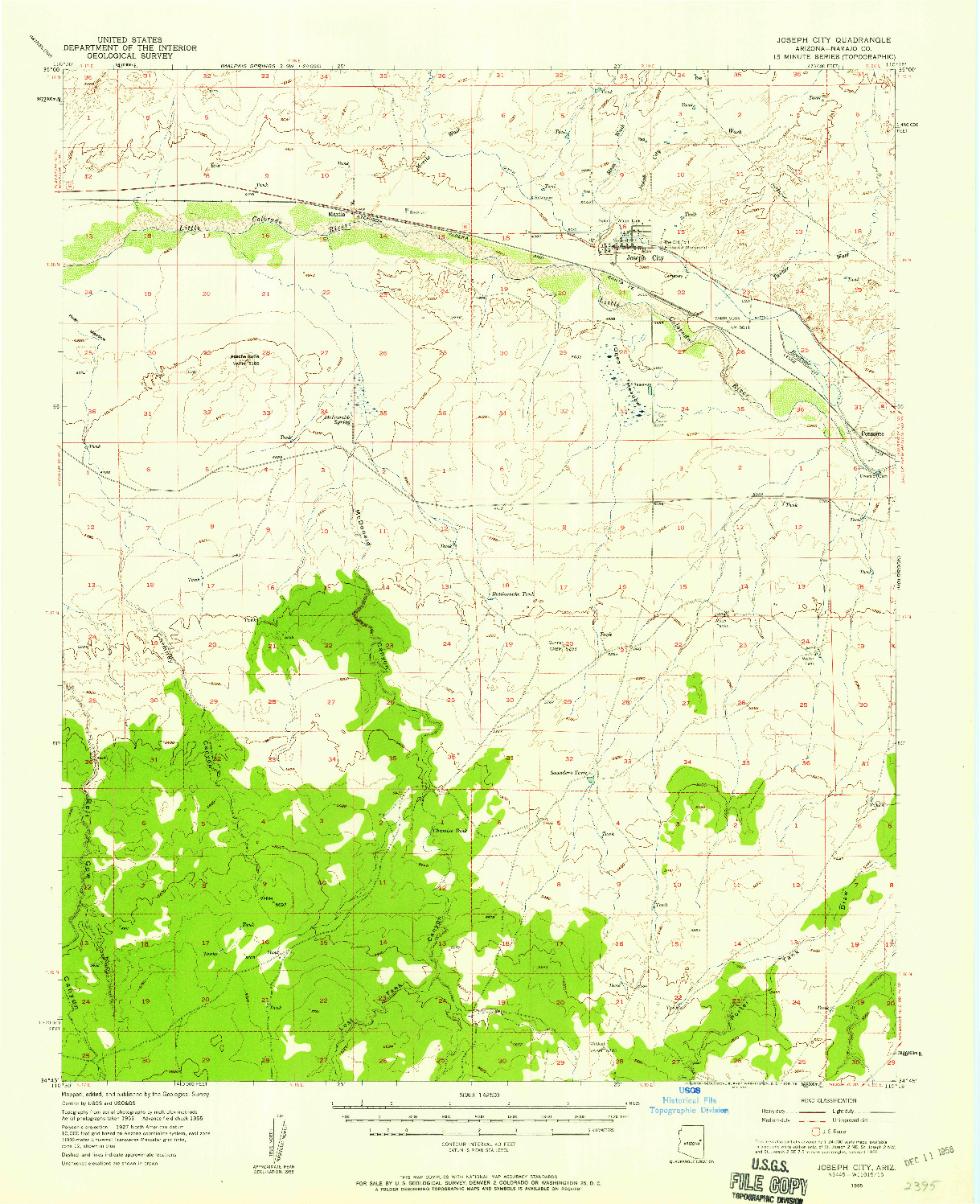 USGS 1:62500-SCALE QUADRANGLE FOR JOSEPH CITY, AZ 1955