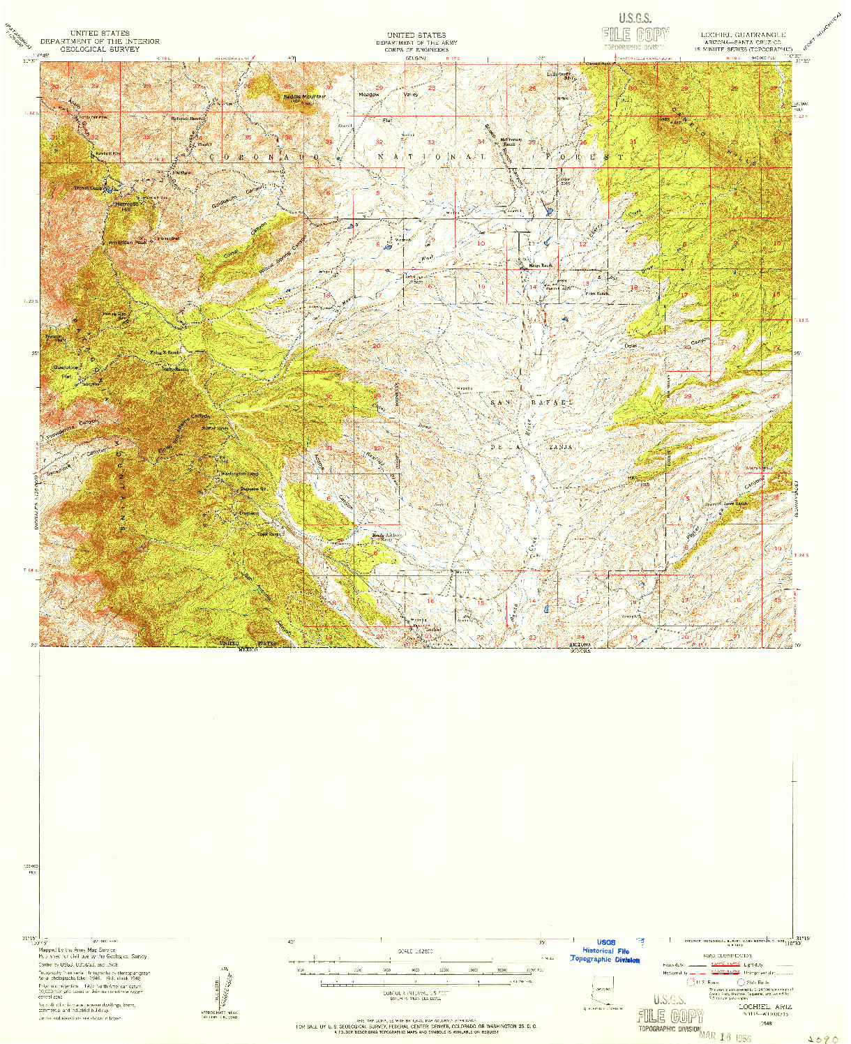 USGS 1:62500-SCALE QUADRANGLE FOR LOCHIEL, AZ 1948