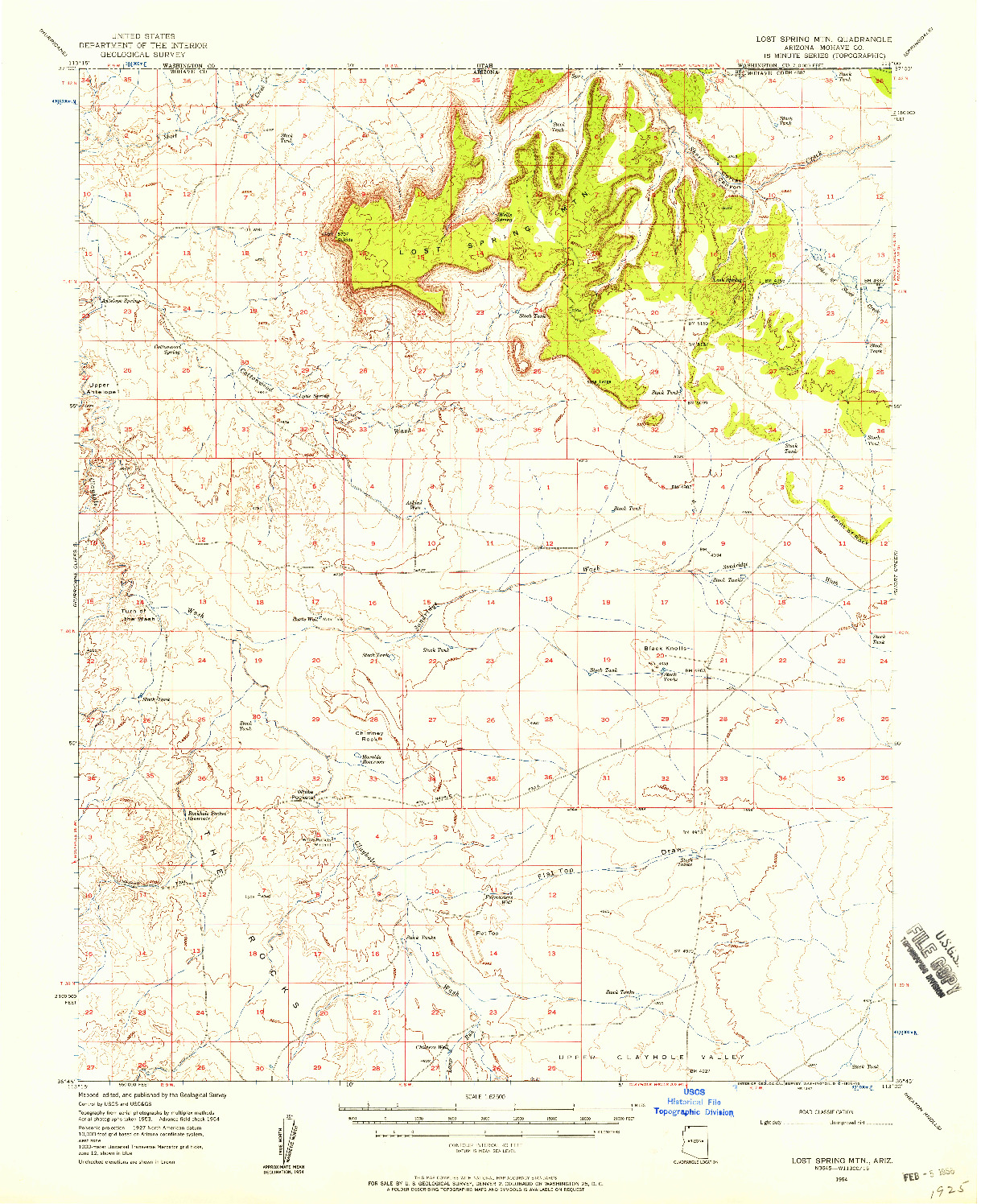 USGS 1:62500-SCALE QUADRANGLE FOR LOST SPRING MTN, AZ 1954