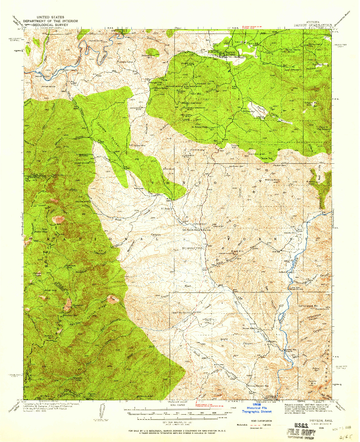 USGS 1:62500-SCALE QUADRANGLE FOR PAYSON, AZ 1936
