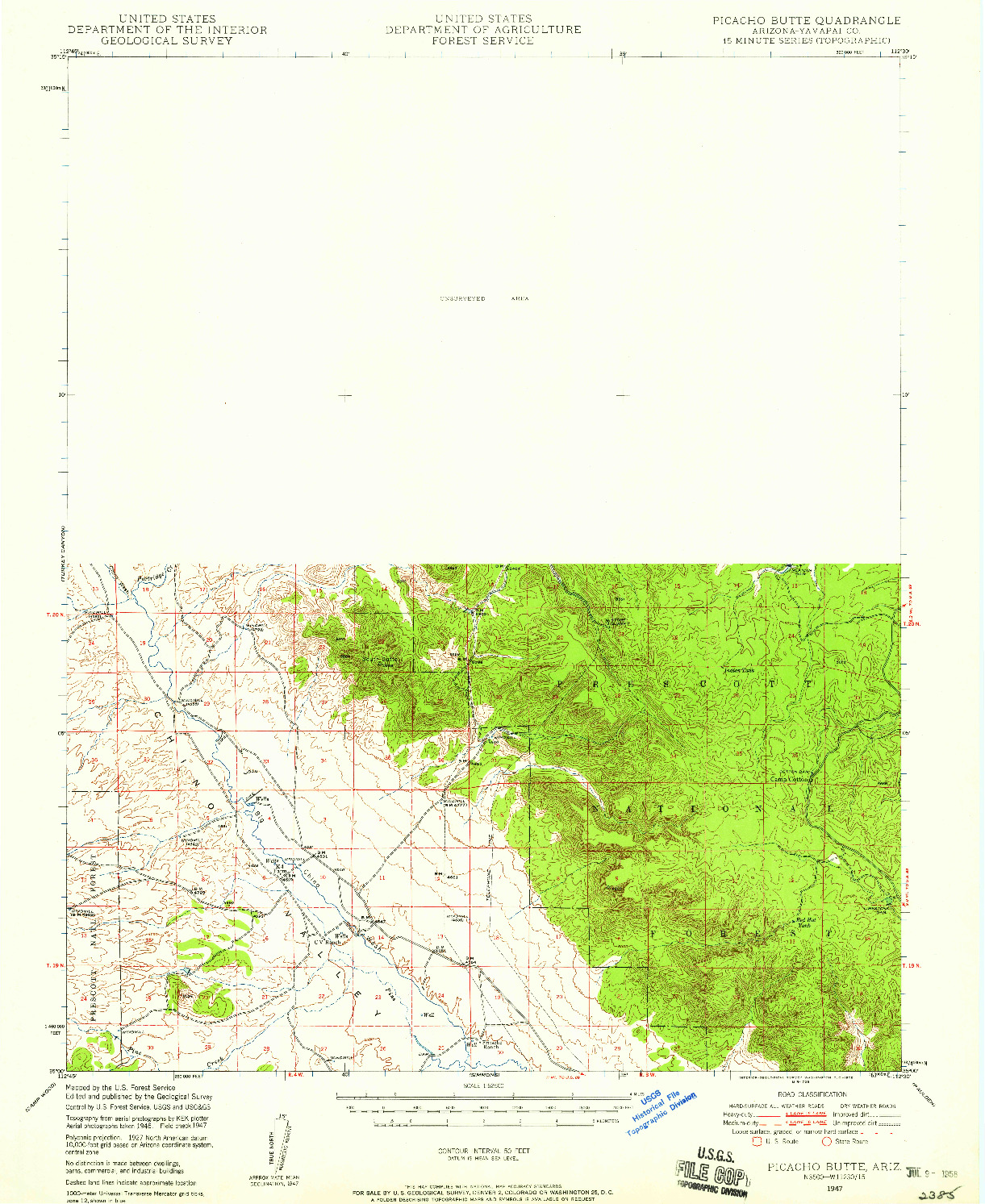 USGS 1:62500-SCALE QUADRANGLE FOR PICACHO BUTTE, AZ 1947