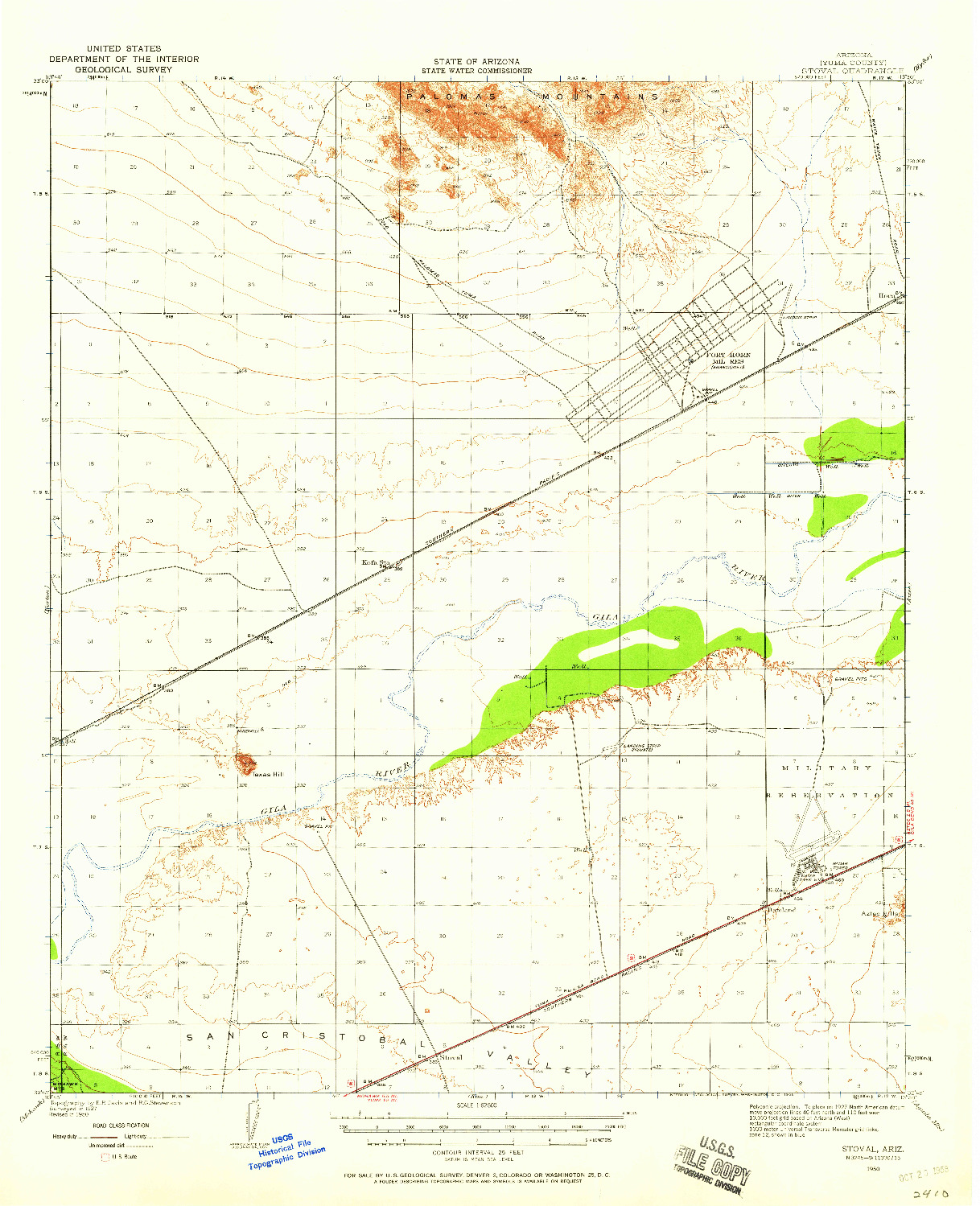 USGS 1:62500-SCALE QUADRANGLE FOR STOVAL, AZ 1950