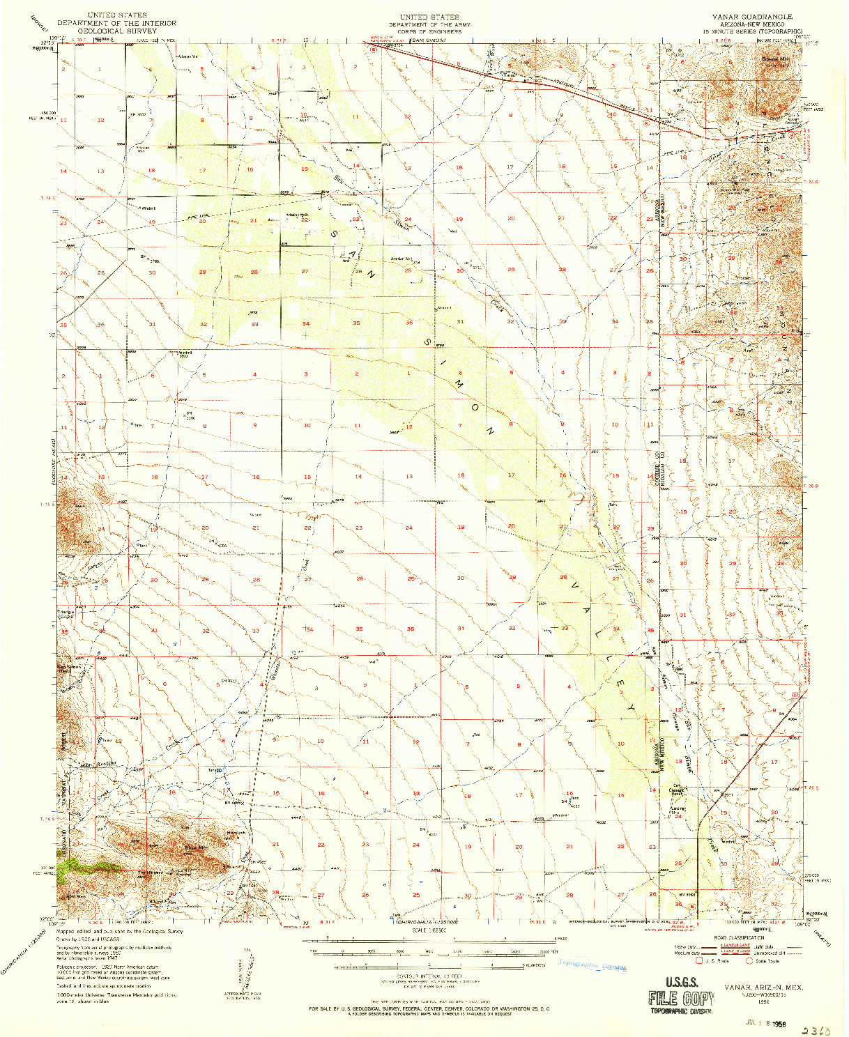 USGS 1:62500-SCALE QUADRANGLE FOR VANAR, AZ 1950