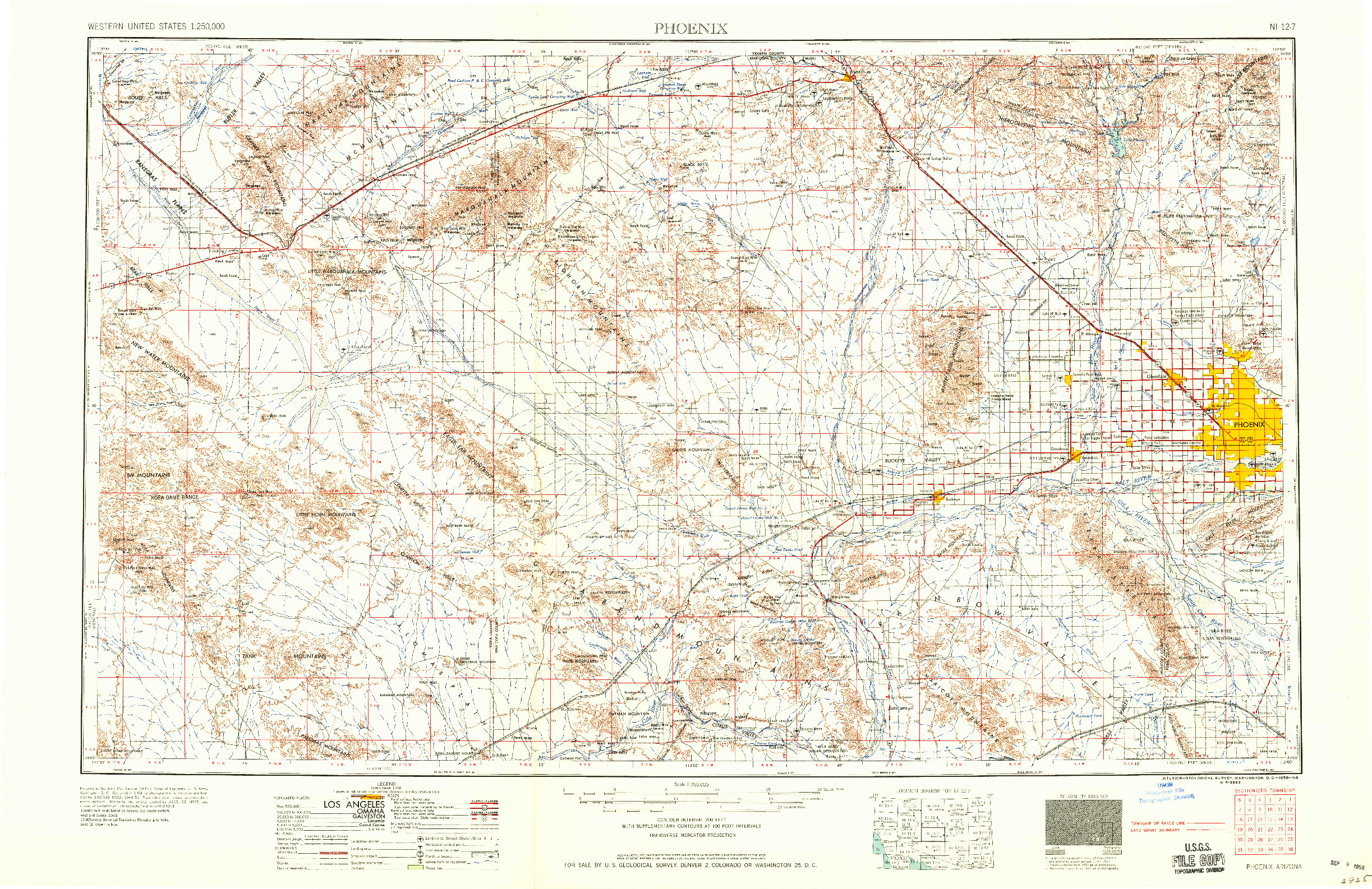 USGS 1:250000-SCALE QUADRANGLE FOR PHOENIX, AZ 1958