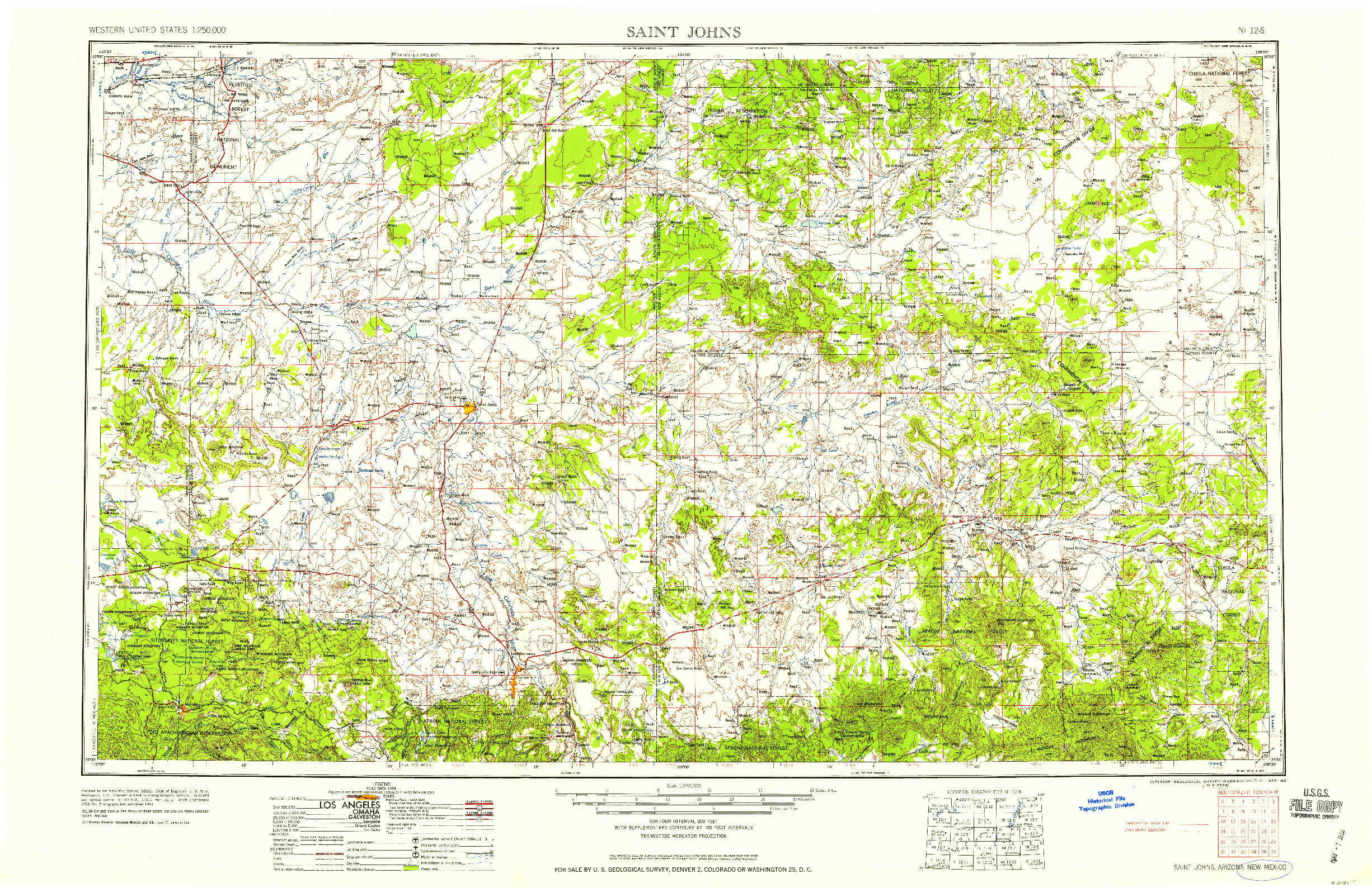 USGS 1:250000-SCALE QUADRANGLE FOR SAINT JOHNS, AZ 1958