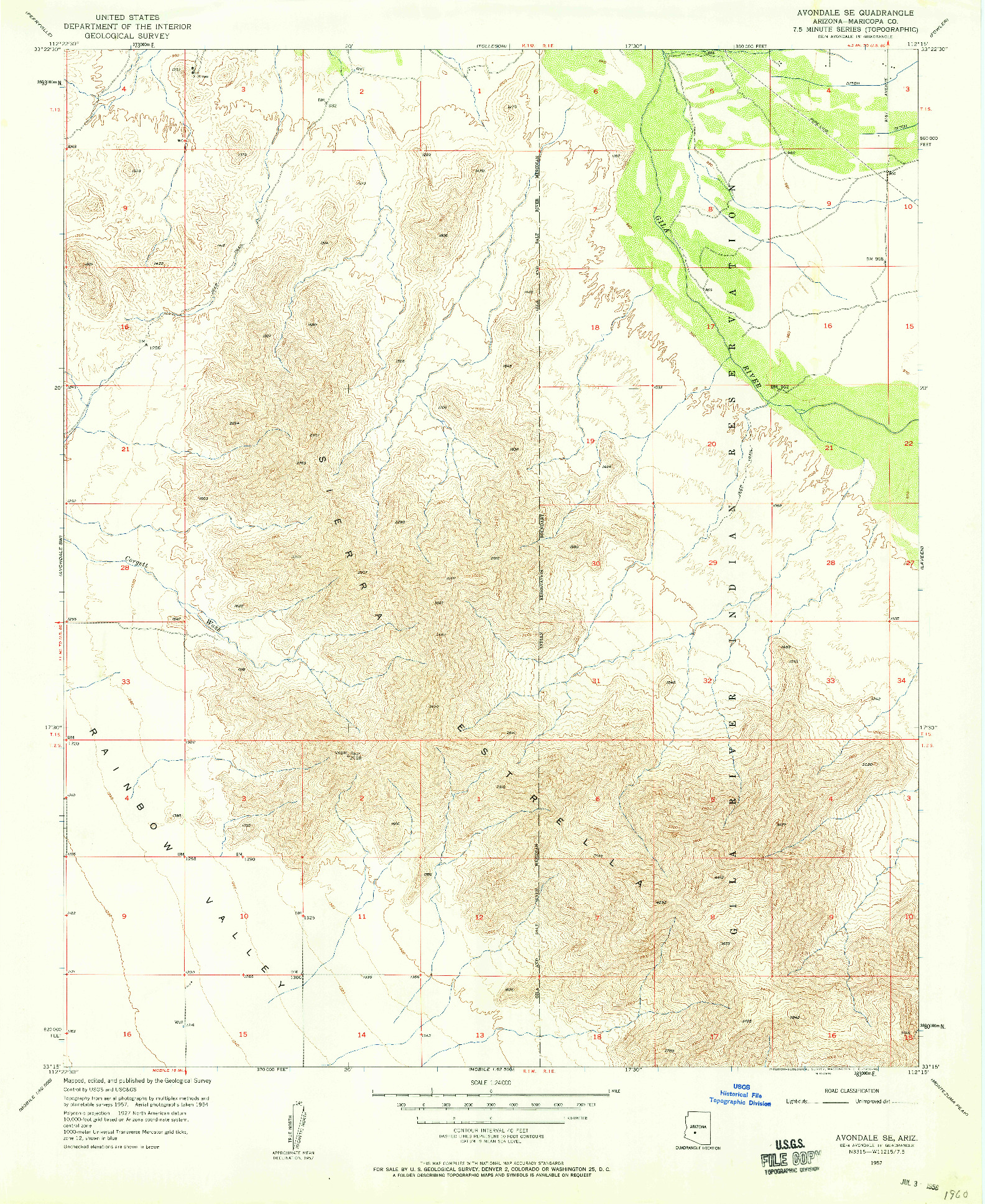 USGS 1:24000-SCALE QUADRANGLE FOR AVONDALE SE, AZ 1957