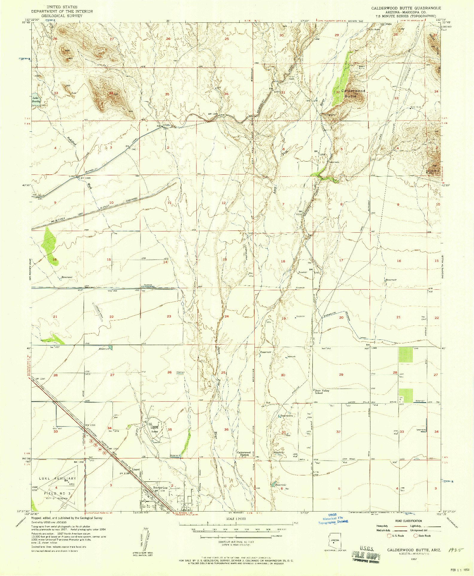 USGS 1:24000-SCALE QUADRANGLE FOR CALDERWOOD BUTTE, AZ 1957