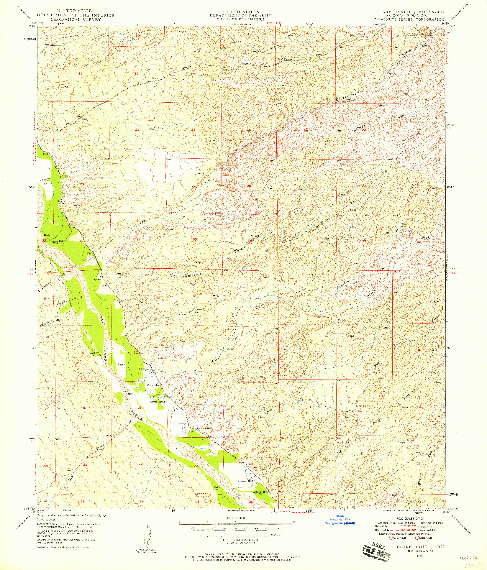 USGS 1:24000-SCALE QUADRANGLE FOR CLARK RANCH, AZ 1948