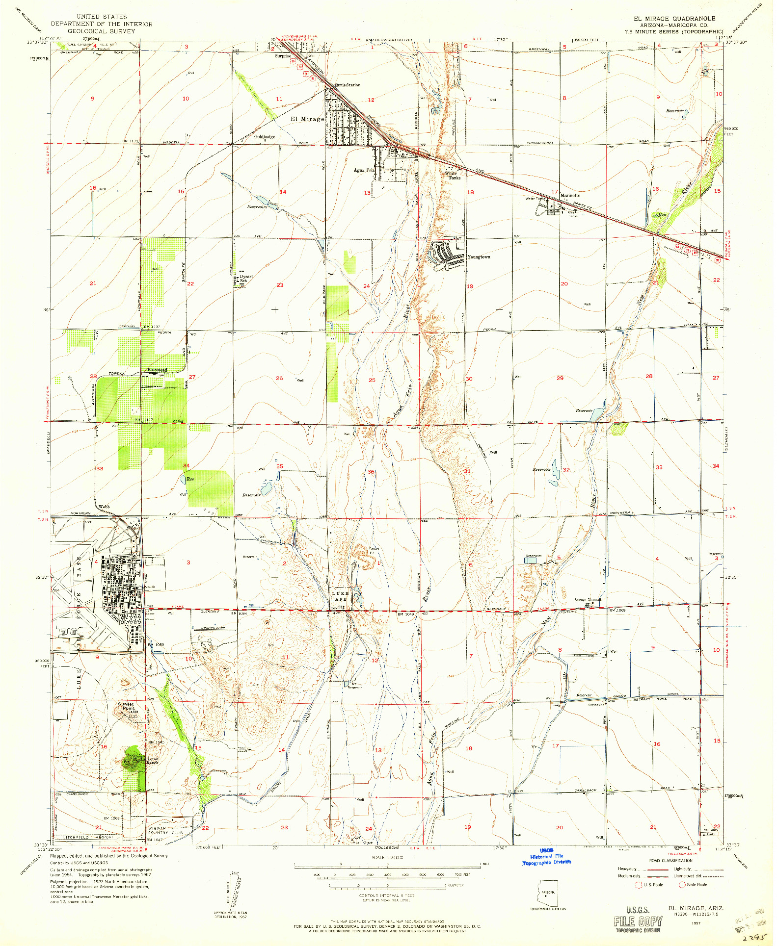 USGS 1:24000-SCALE QUADRANGLE FOR EL MIRAGE, AZ 1957