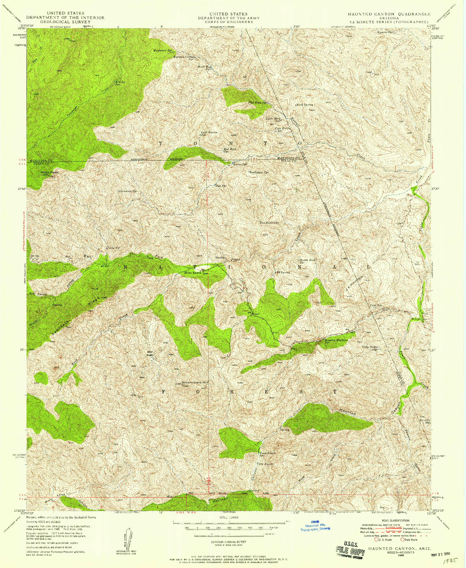 USGS 1:24000-SCALE QUADRANGLE FOR HAUNTED CANYON, AZ 1948