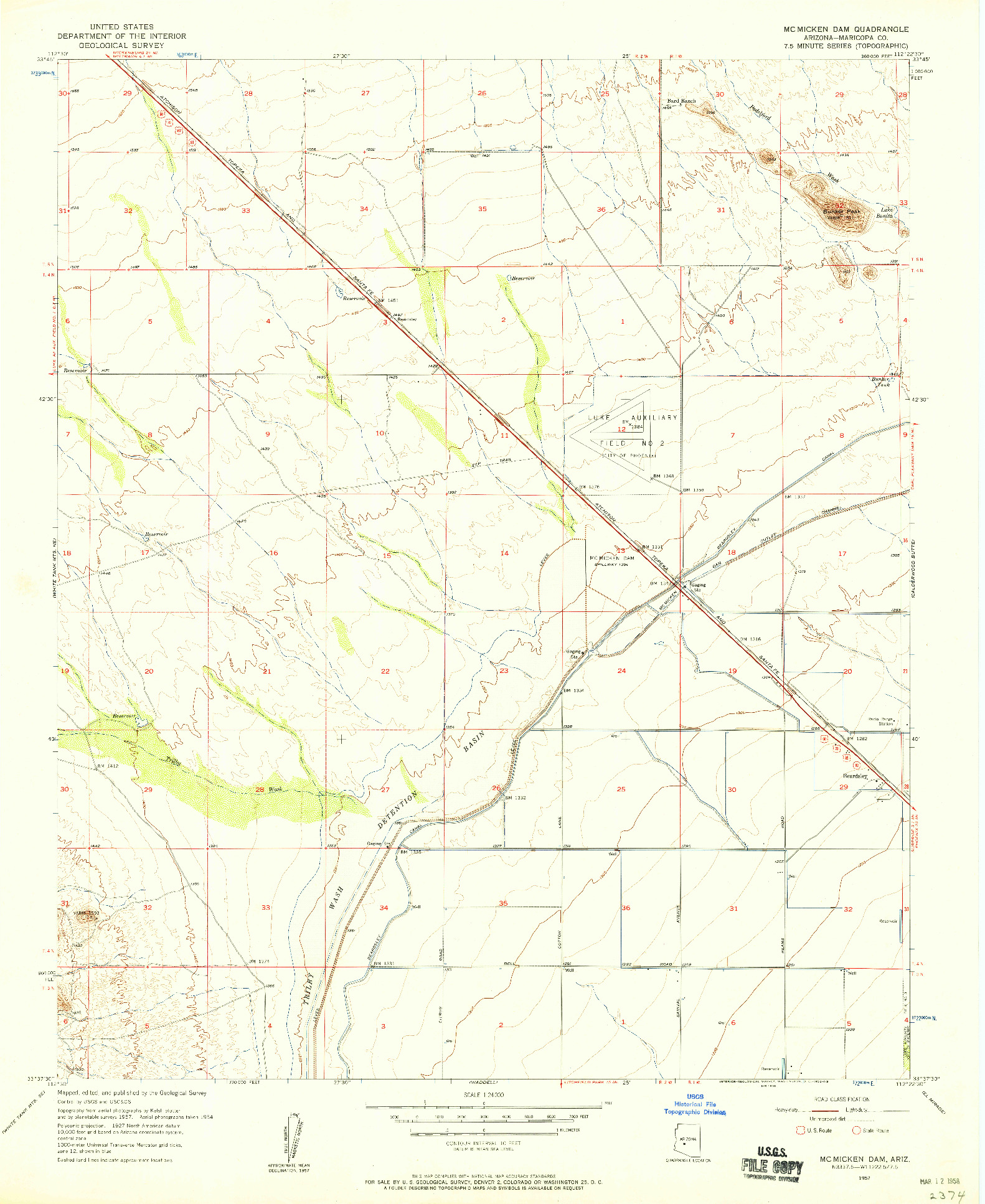 USGS 1:24000-SCALE QUADRANGLE FOR MCMICKEN DAM, AZ 1957