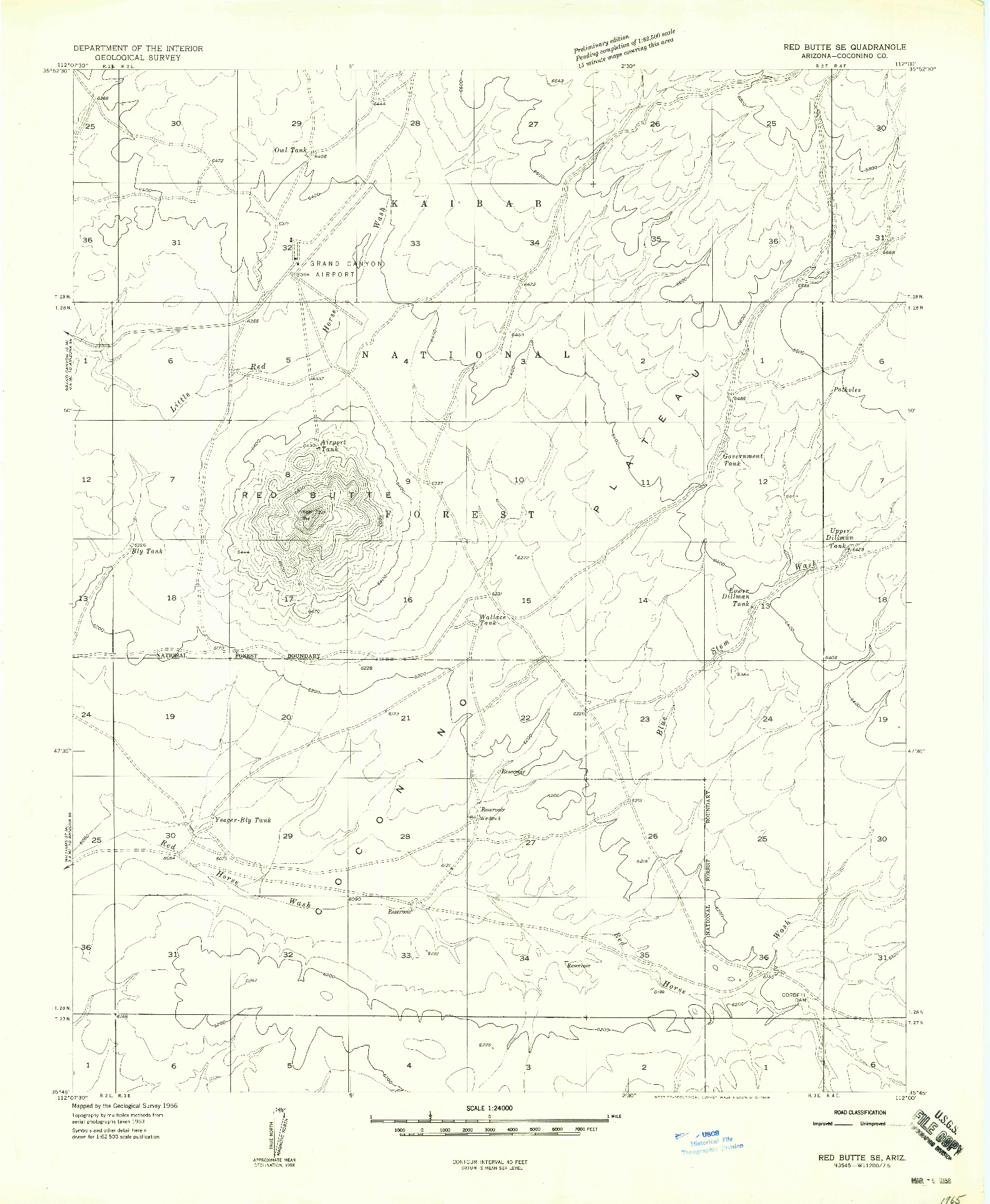 USGS 1:24000-SCALE QUADRANGLE FOR RED BUTTE SE, AZ 1956