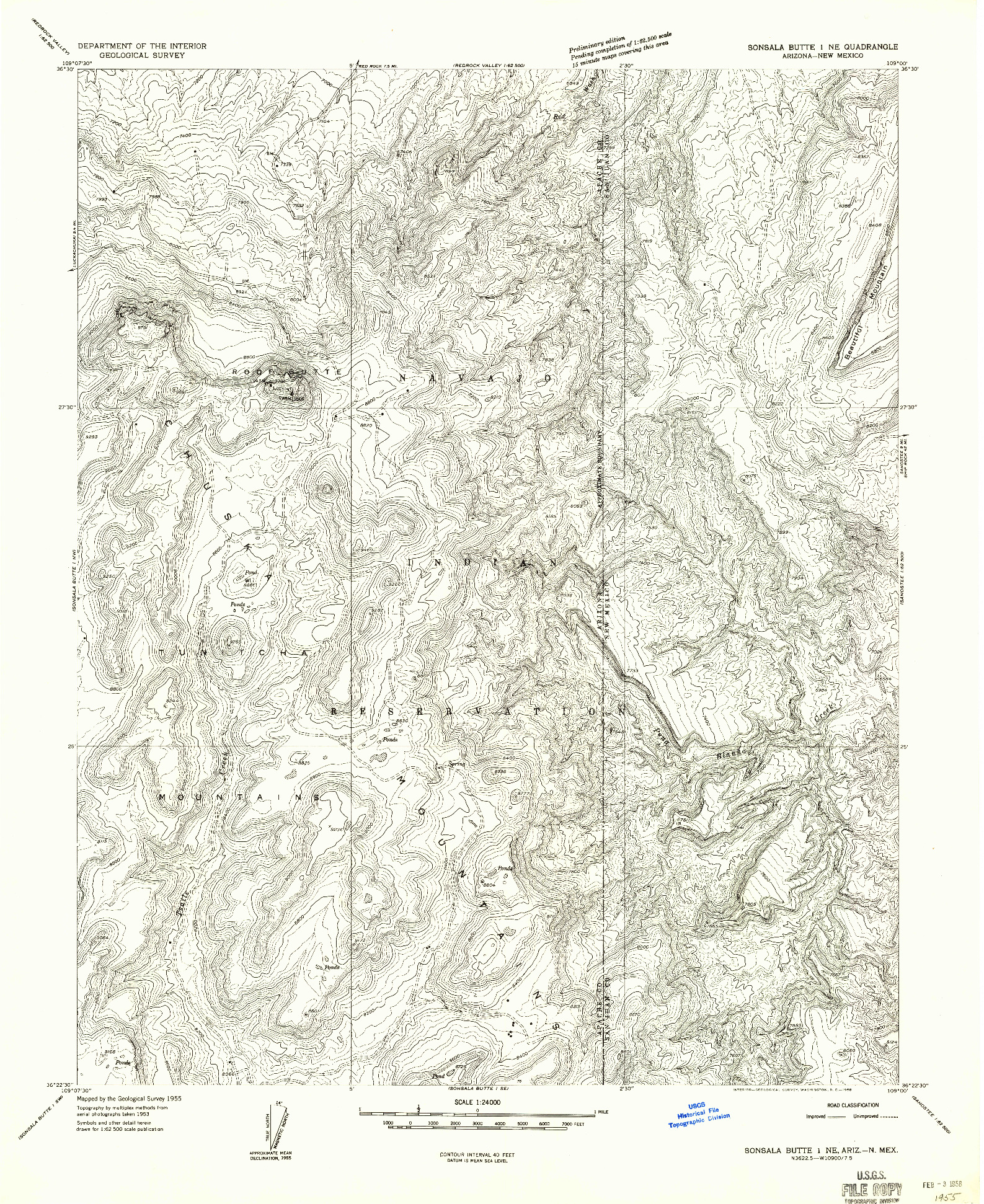 USGS 1:24000-SCALE QUADRANGLE FOR SONSALA BUTTE 1 NE, AZ 1955