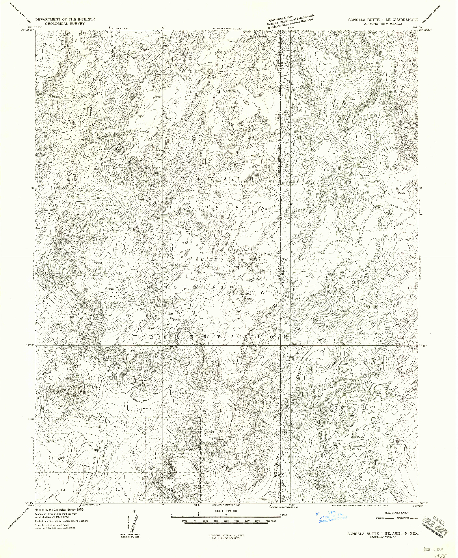 USGS 1:24000-SCALE QUADRANGLE FOR SONSALA BUTTE 1 SE, AZ 1955