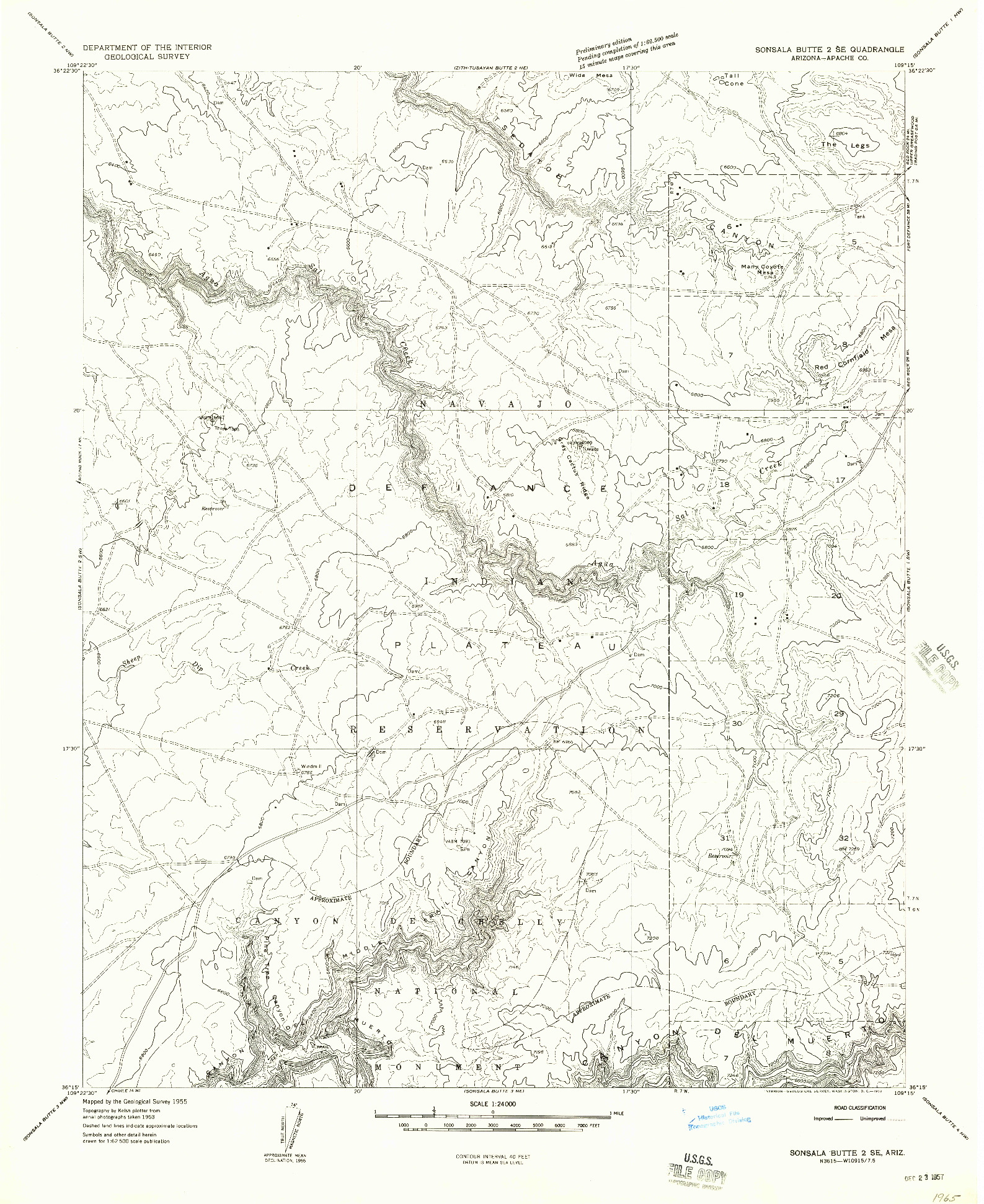 USGS 1:24000-SCALE QUADRANGLE FOR SONSALA BUTTE 2 SE, AZ 1955