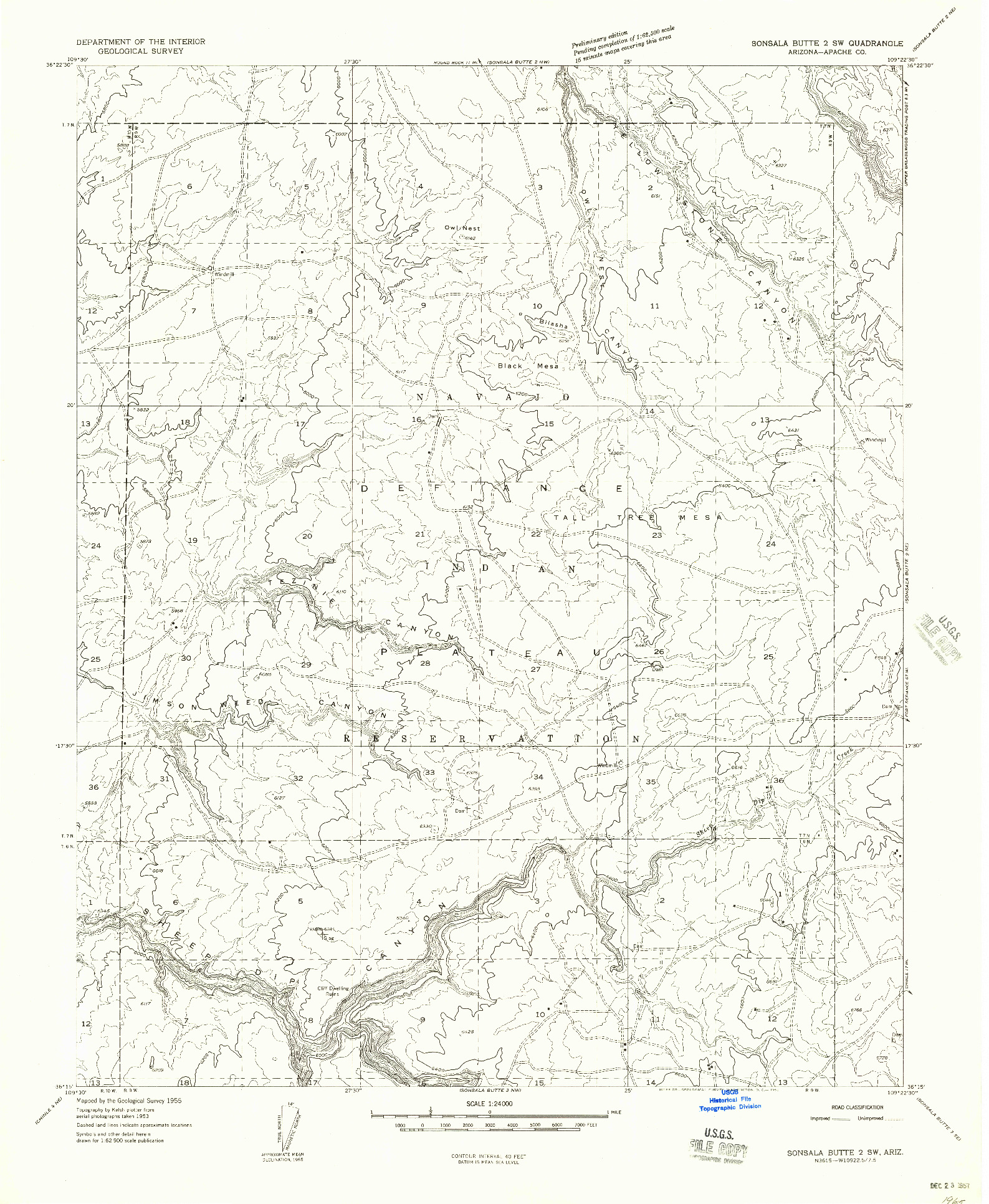 USGS 1:24000-SCALE QUADRANGLE FOR SONSALA BUTTE 2 SW, AZ 1955