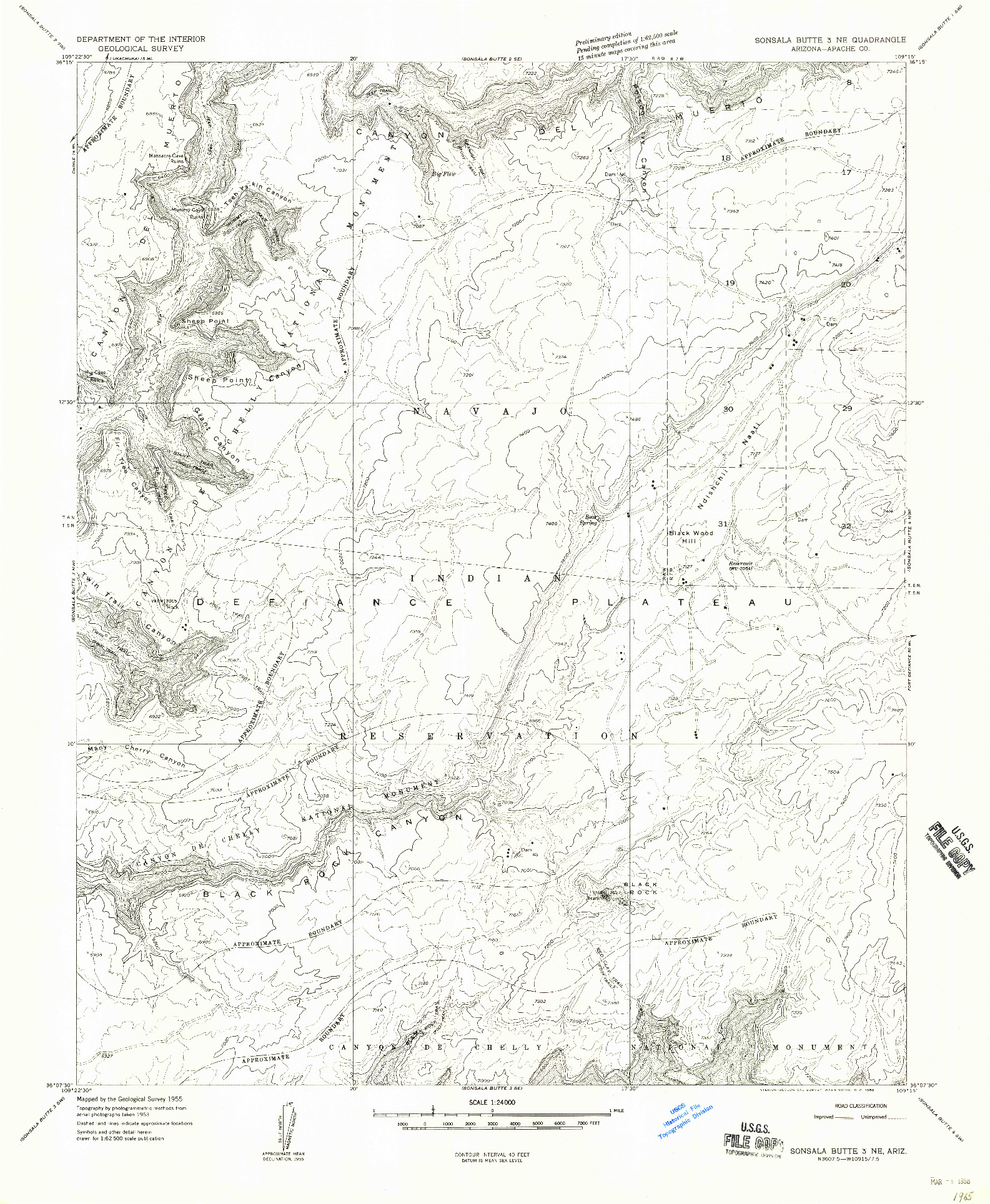 USGS 1:24000-SCALE QUADRANGLE FOR SONSALA BUTTE 3 NE, AZ 1955