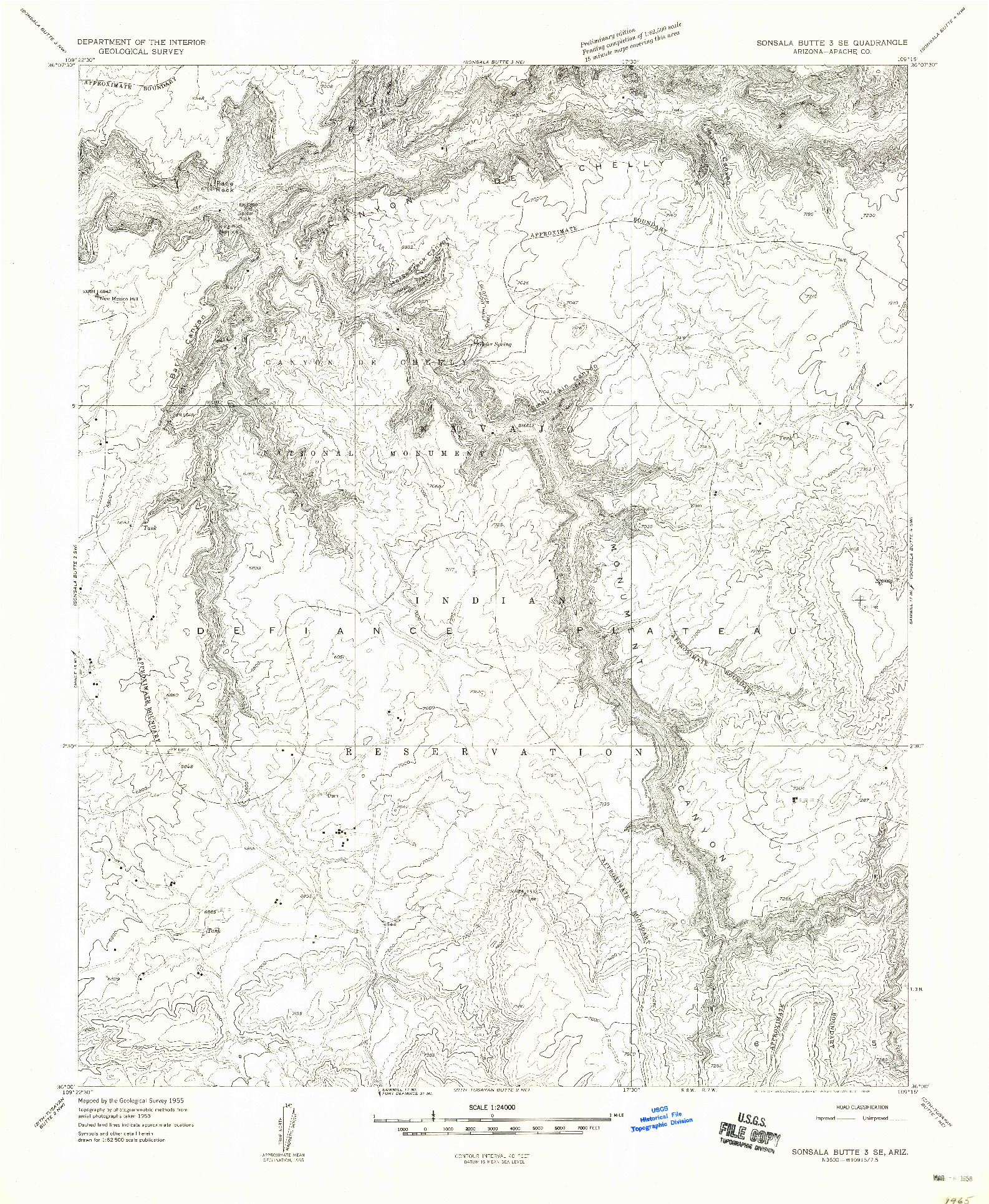USGS 1:24000-SCALE QUADRANGLE FOR SONSALA BUTTE 3 SE, AZ 1955