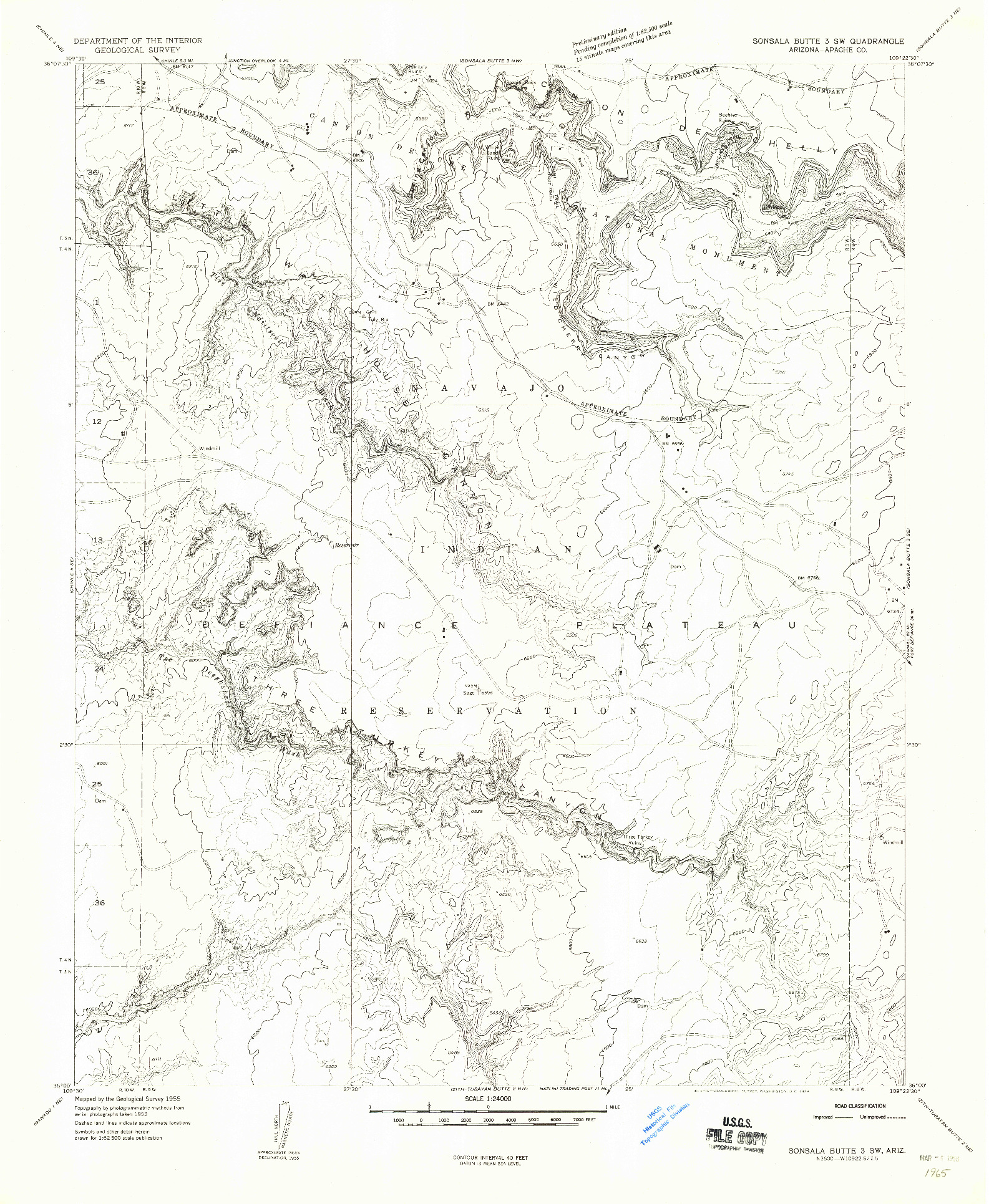 USGS 1:24000-SCALE QUADRANGLE FOR SONSALA BUTTE 3 SW, AZ 1955