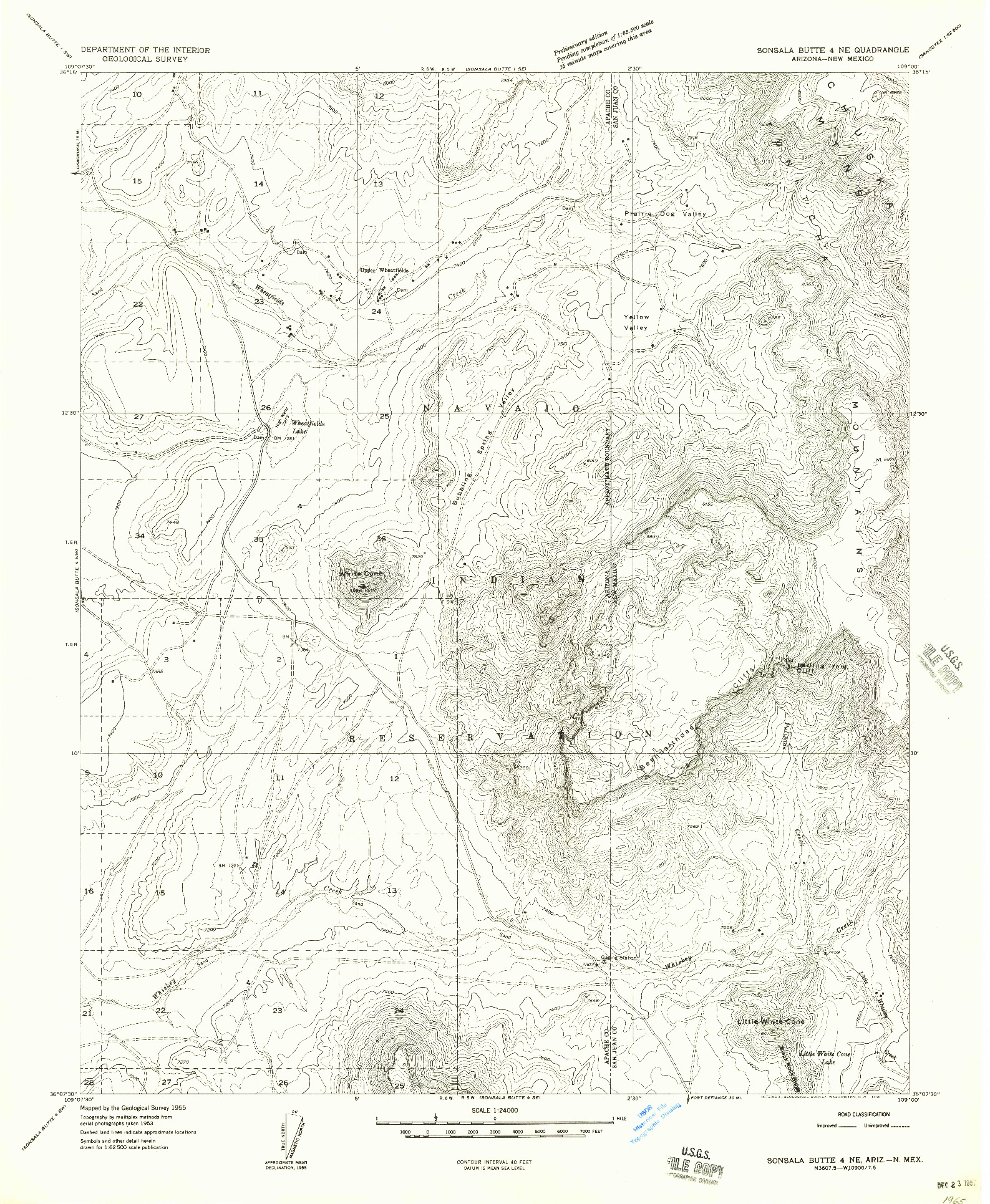 USGS 1:24000-SCALE QUADRANGLE FOR SONSALA BUTTE 4 NE, AZ 1955