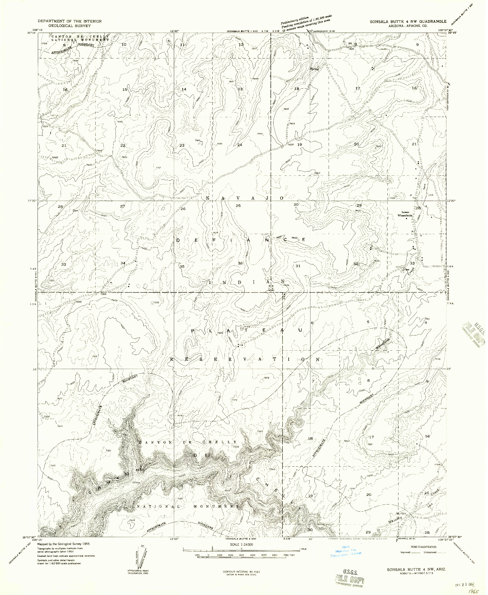 USGS 1:24000-SCALE QUADRANGLE FOR SONSALA BUTTE 4 NW, AZ 1955