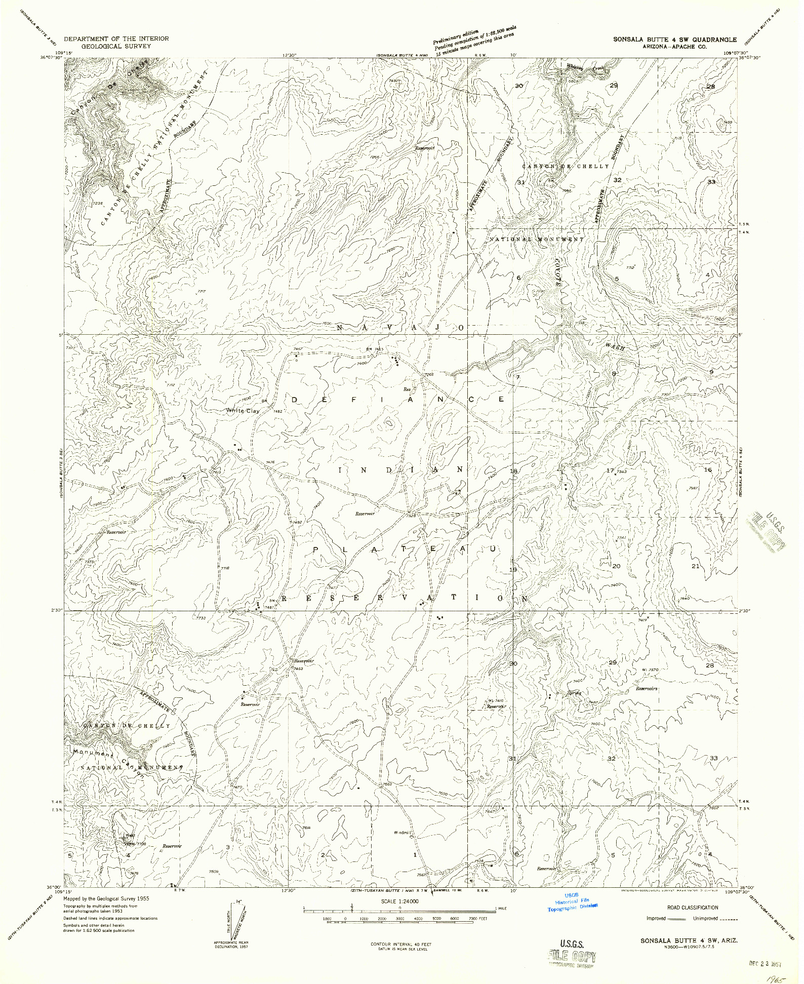USGS 1:24000-SCALE QUADRANGLE FOR SONSALA BUTTE 4 SW, AZ 1955