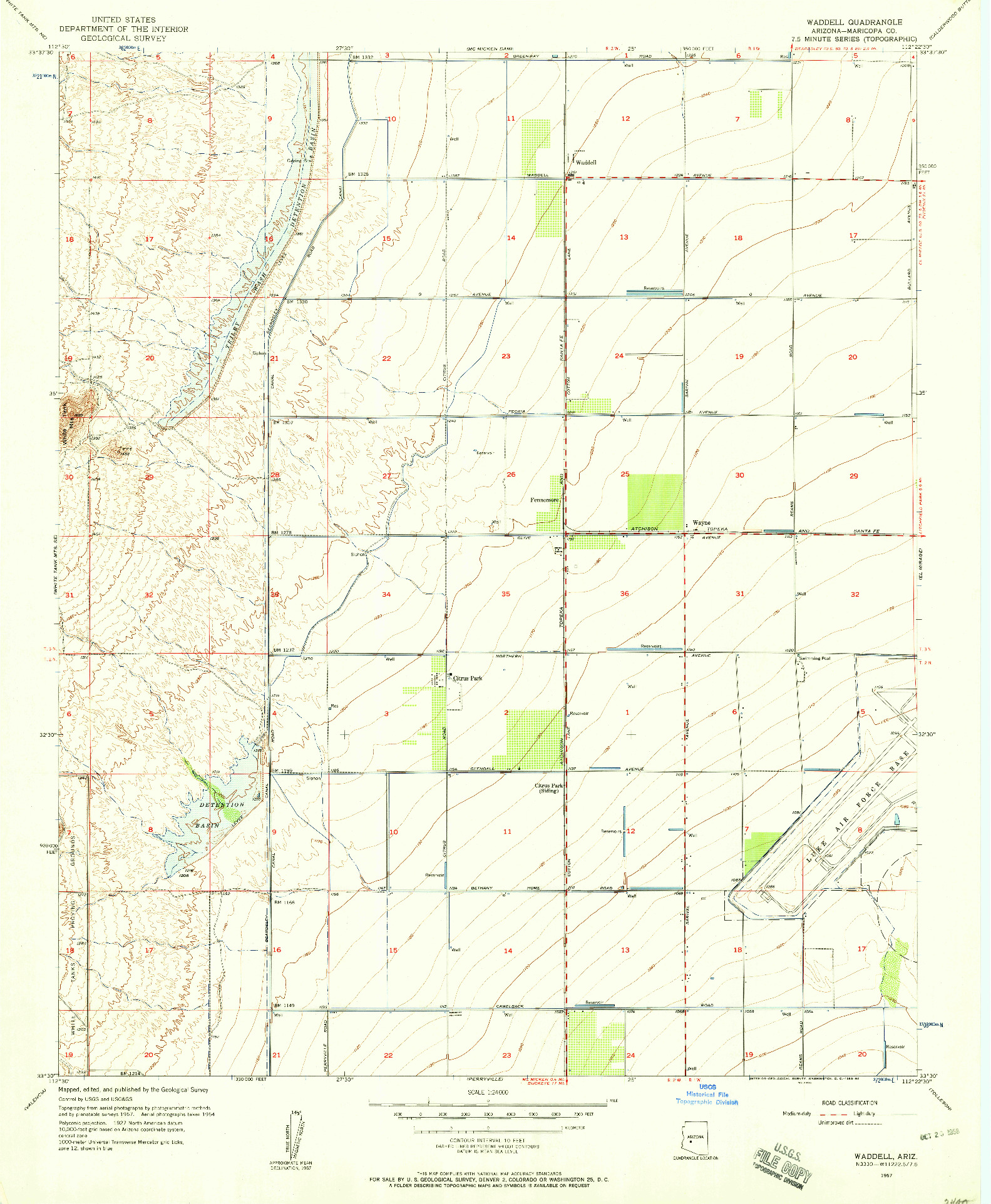 USGS 1:24000-SCALE QUADRANGLE FOR WADDELL, AZ 1957