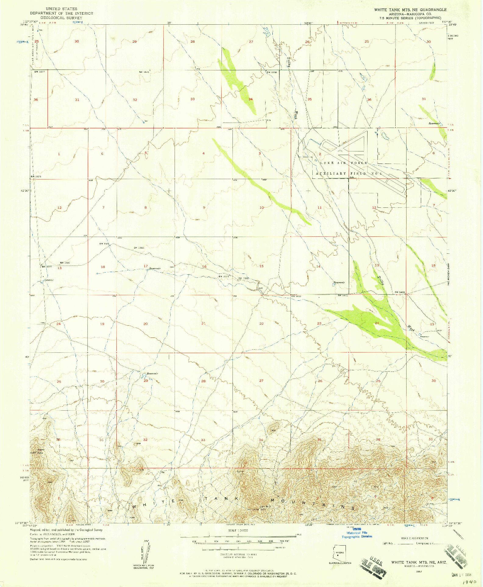 USGS 1:24000-SCALE QUADRANGLE FOR WHITE TANK MTS. NE, AZ 1957