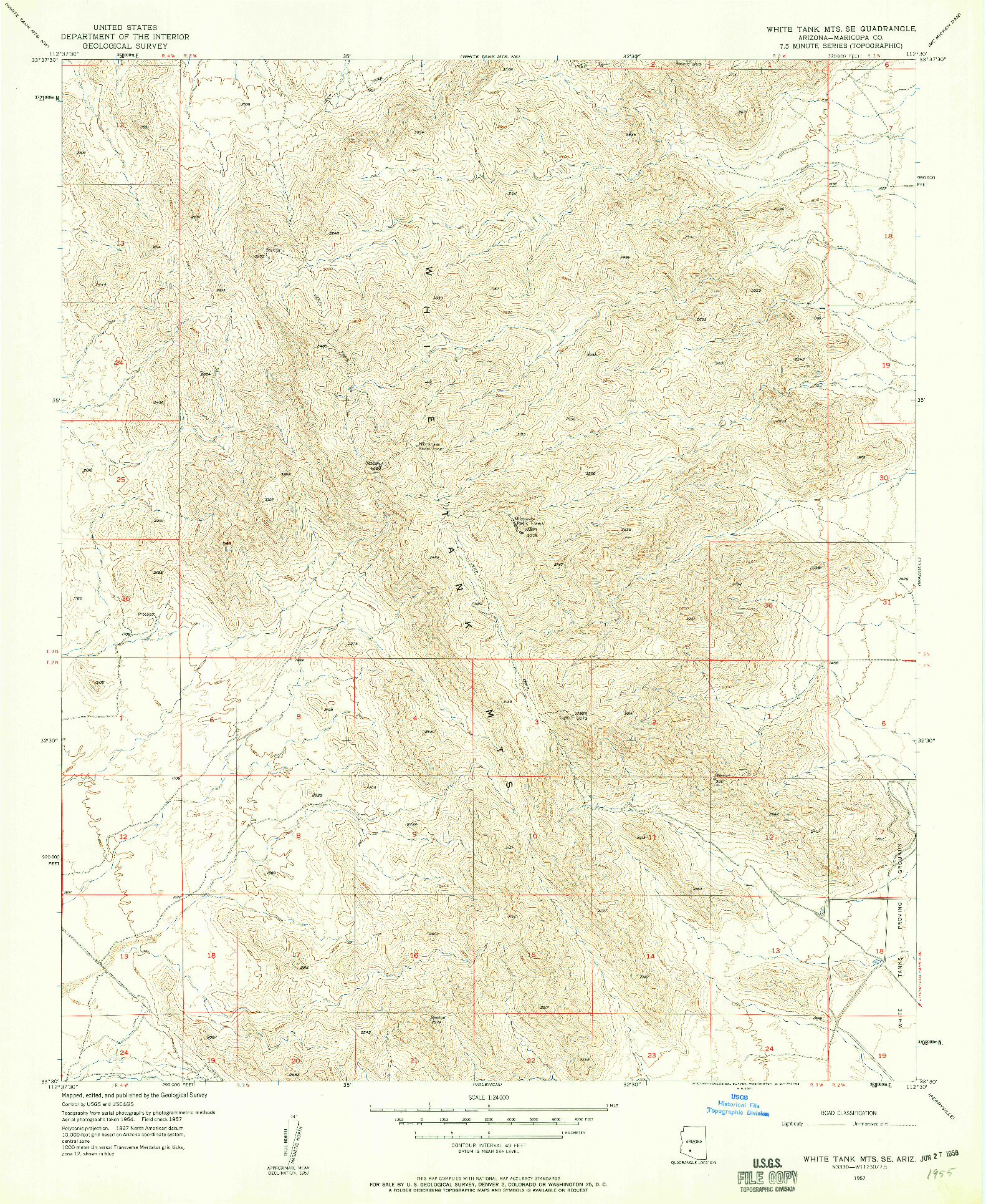 USGS 1:24000-SCALE QUADRANGLE FOR WHITE TANK MTS. SE, AZ 1957