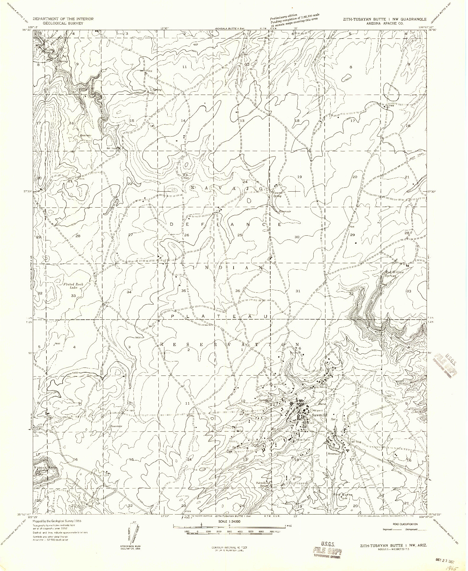 USGS 1:24000-SCALE QUADRANGLE FOR ZITH-TUSAYAN BUTTE 1 NW, AZ 1955
