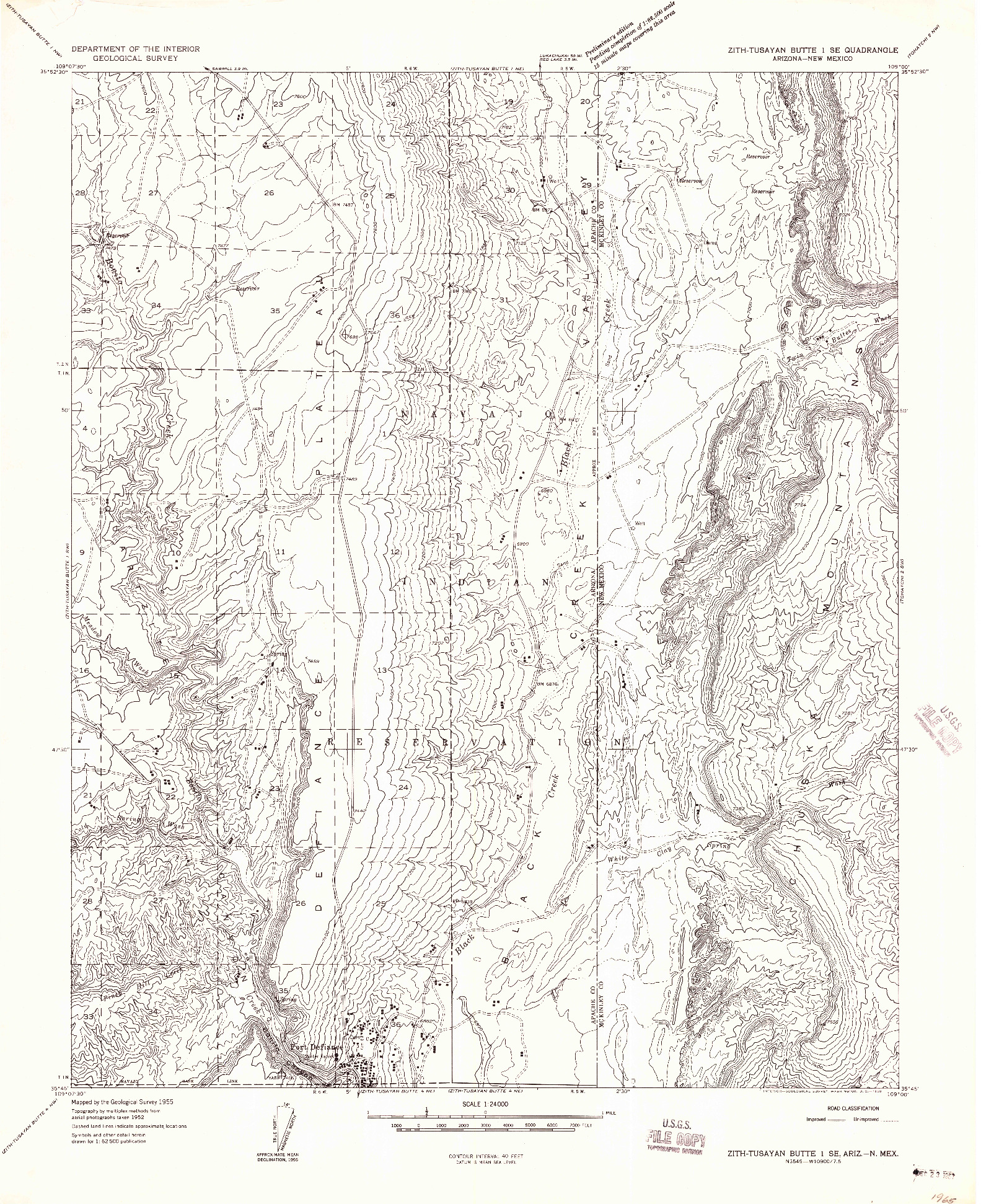 USGS 1:24000-SCALE QUADRANGLE FOR ZITH-TUSAYAN BUTTE 1 SE, AZ 1955