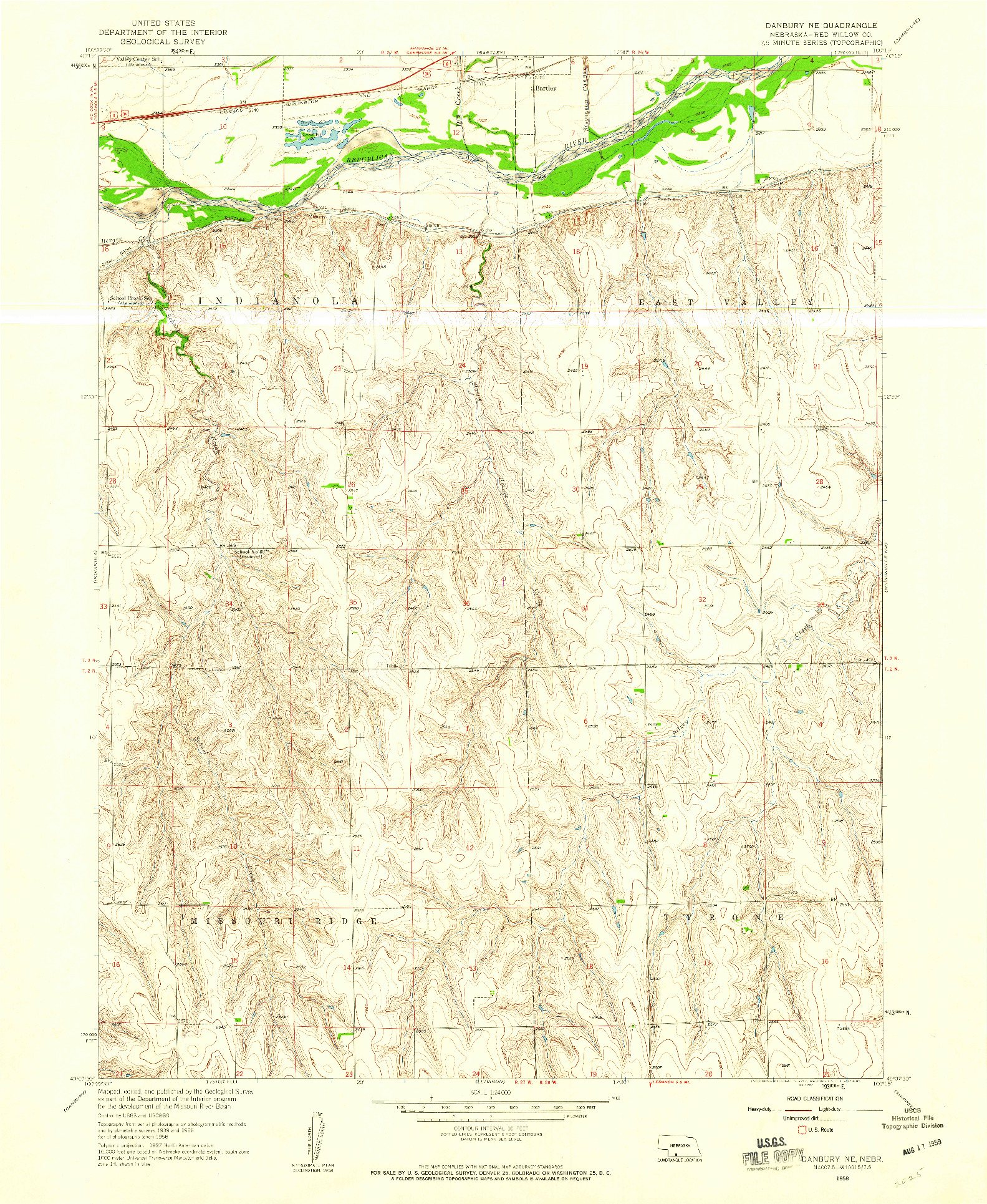 USGS 1:24000-SCALE QUADRANGLE FOR DANBURY NE, NE 1958