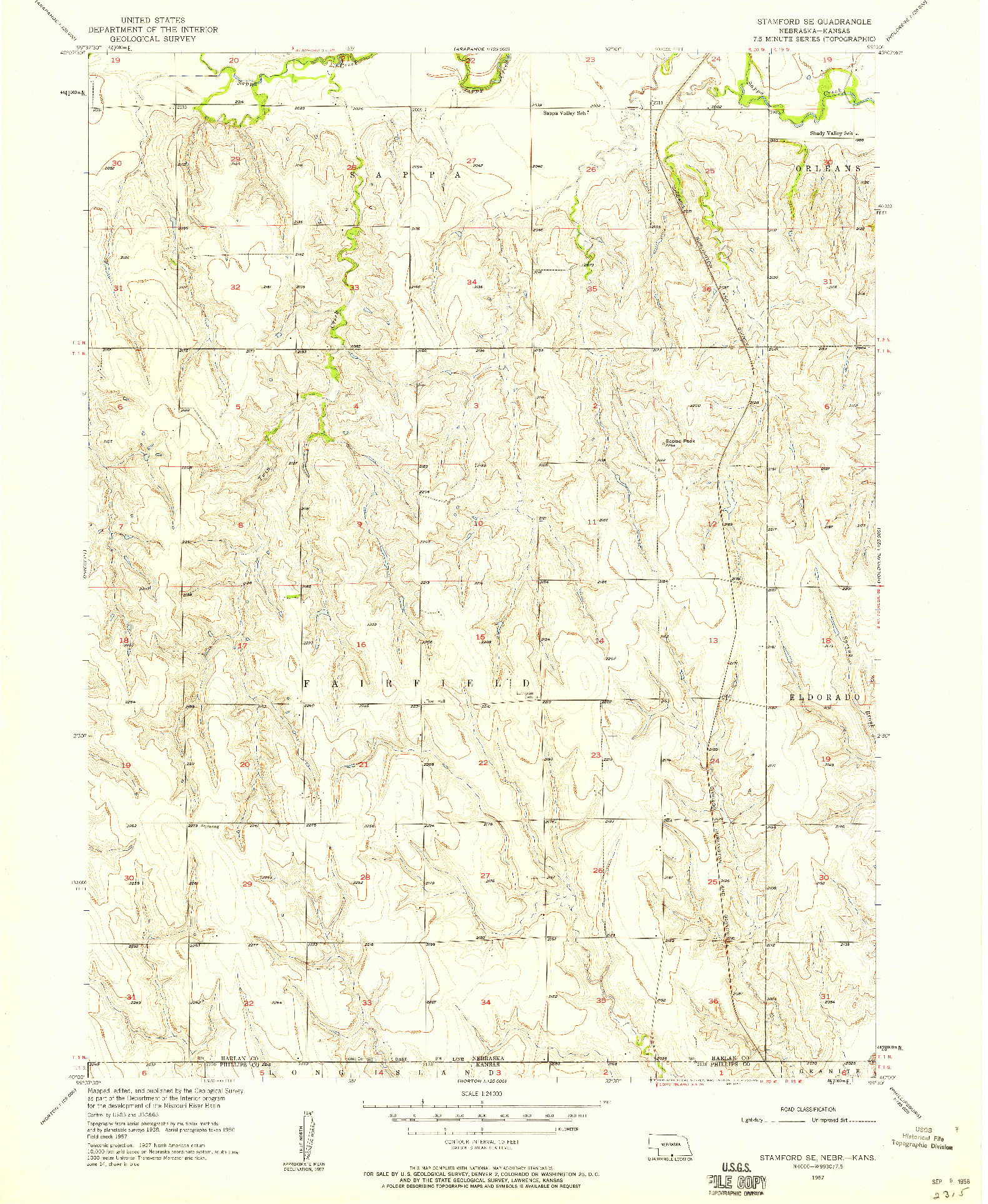 USGS 1:24000-SCALE QUADRANGLE FOR STAMFORD SE, NE 1957