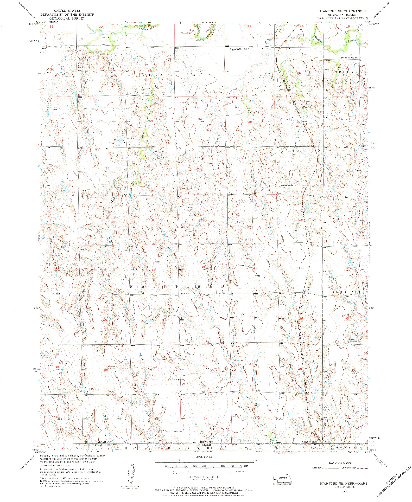 USGS 1:24000-SCALE QUADRANGLE FOR STAMFORD SE, NE 1957