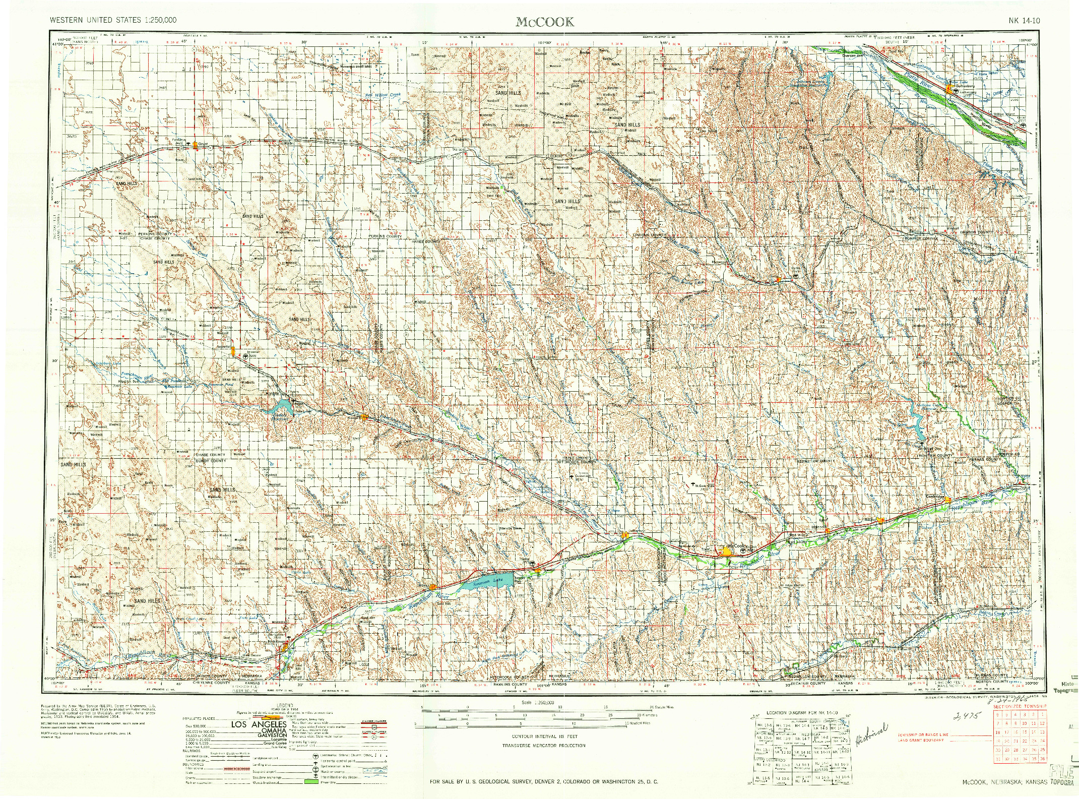 USGS 1:250000-SCALE QUADRANGLE FOR MCCOOK, NE 1958
