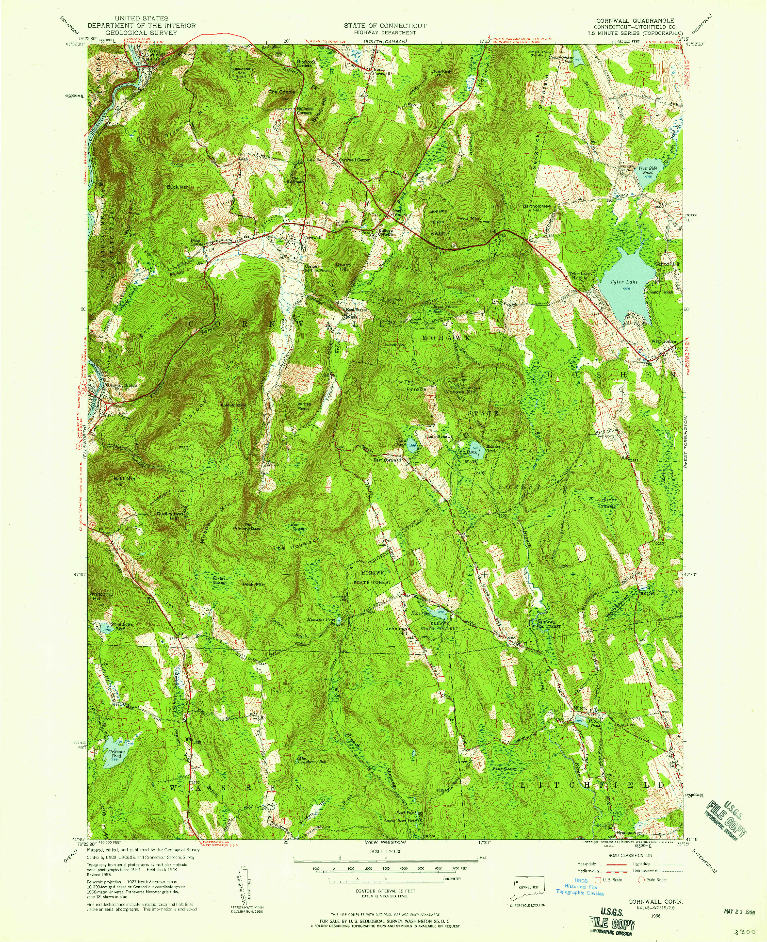 USGS 1:24000-SCALE QUADRANGLE FOR CORNWALL, CT 1956