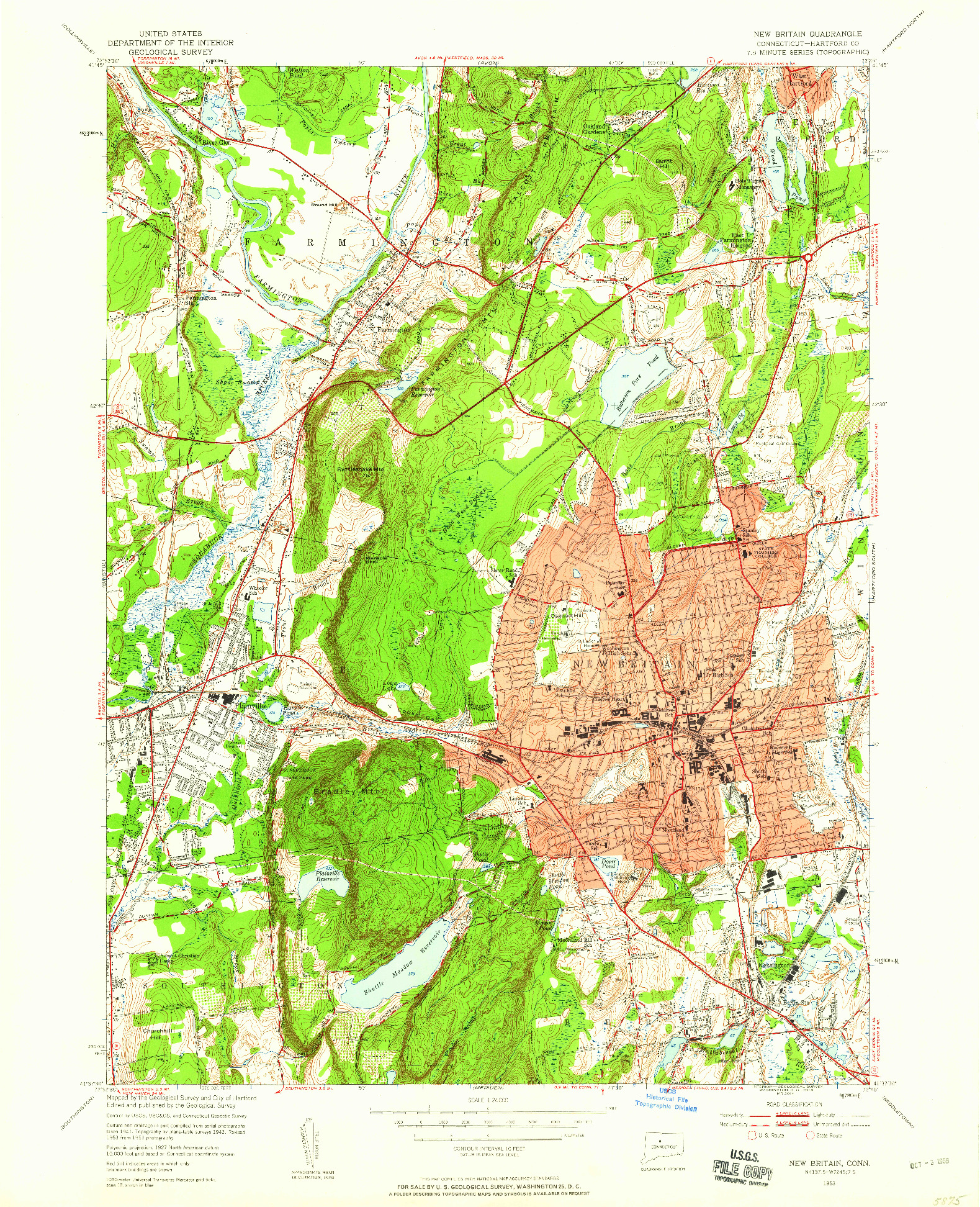 USGS 1:24000-SCALE QUADRANGLE FOR NEW BRITAIN, CT 1953