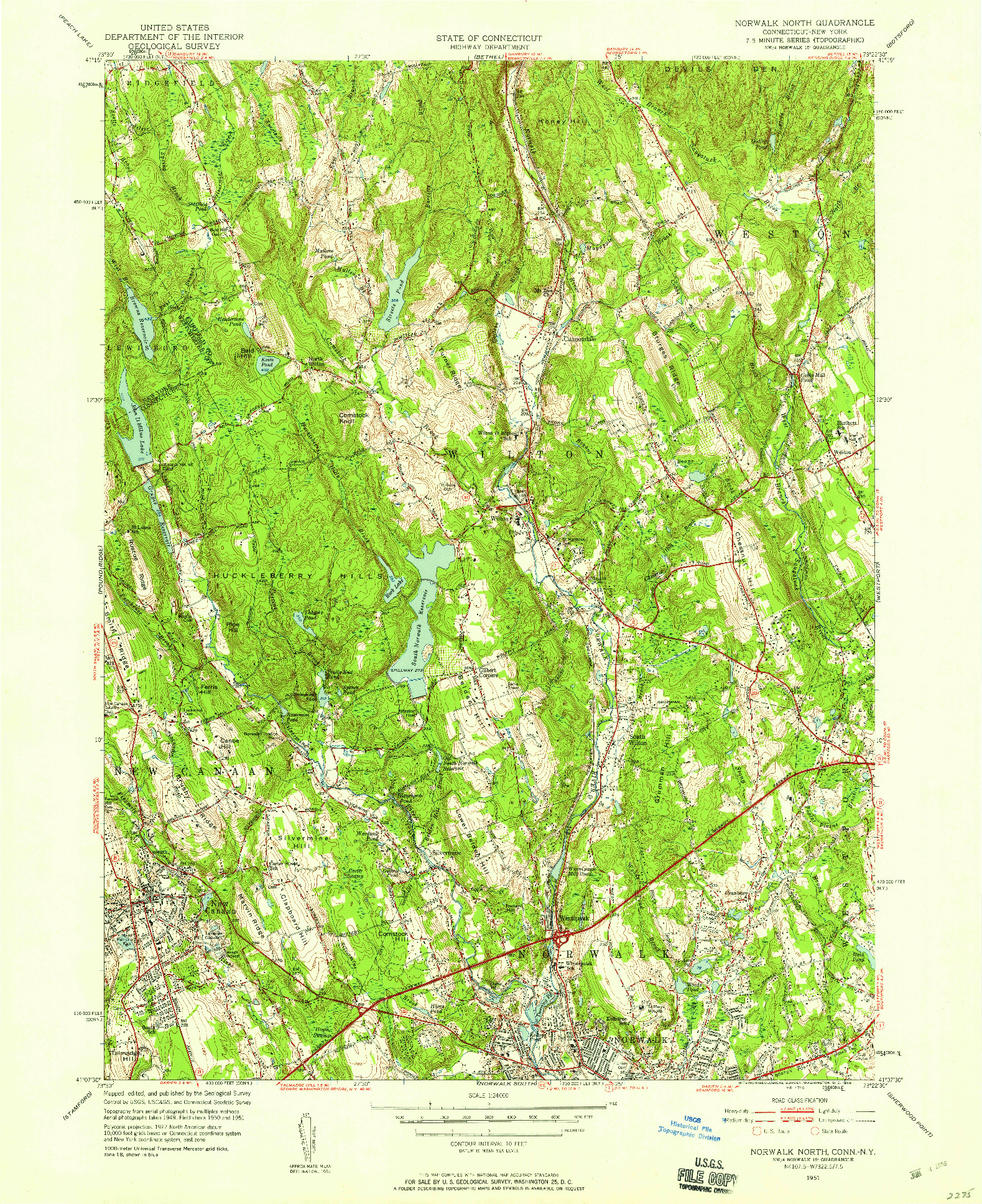 USGS 1:24000-SCALE QUADRANGLE FOR NORWALK NORTH, CT 1951
