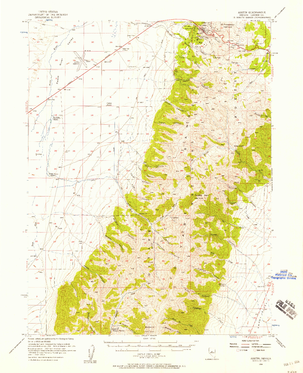 USGS 1:62500-SCALE QUADRANGLE FOR AUSTIN, NV 1956