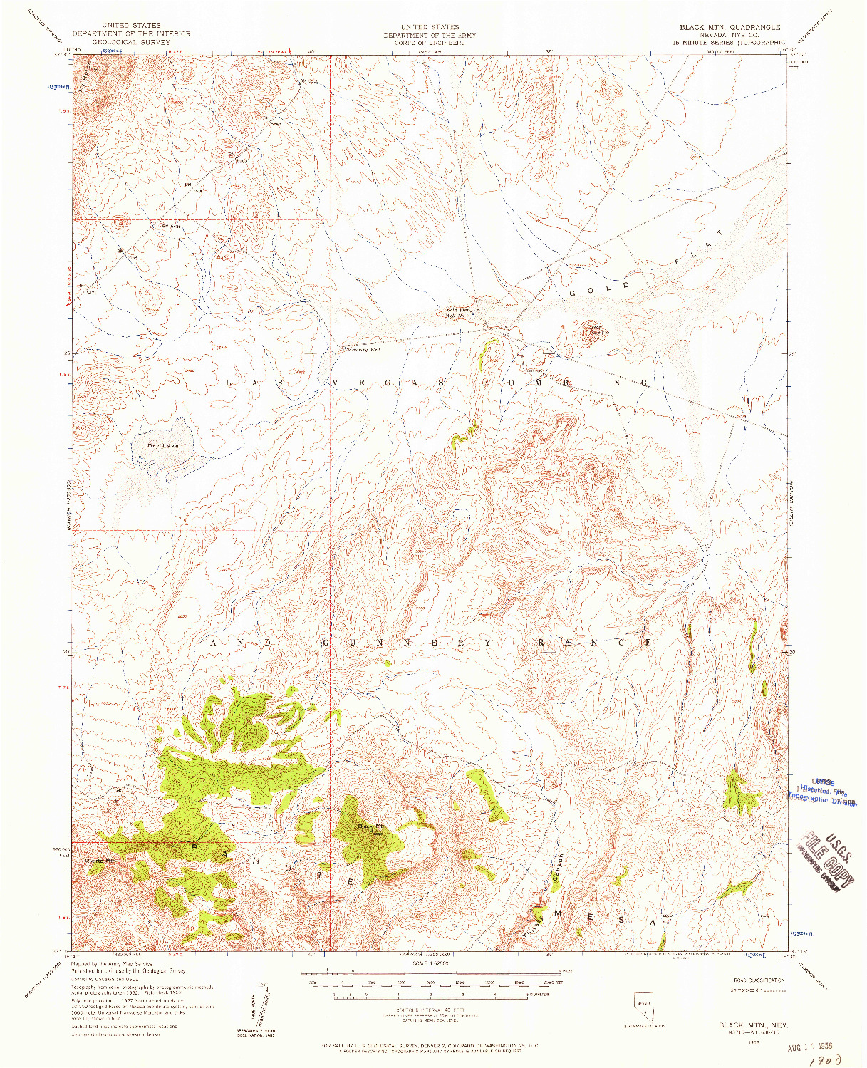 USGS 1:62500-SCALE QUADRANGLE FOR BLACK MTN, NV 1952