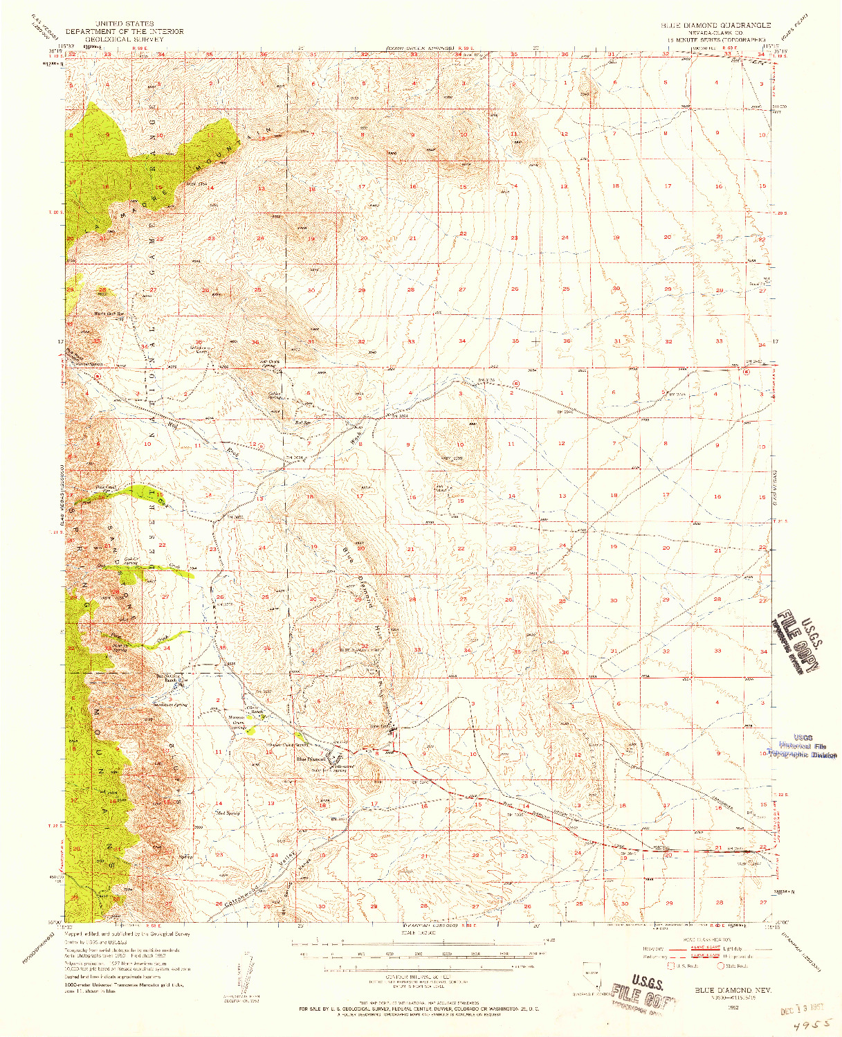 USGS 1:62500-SCALE QUADRANGLE FOR BLUE DIAMOND, NV 1952