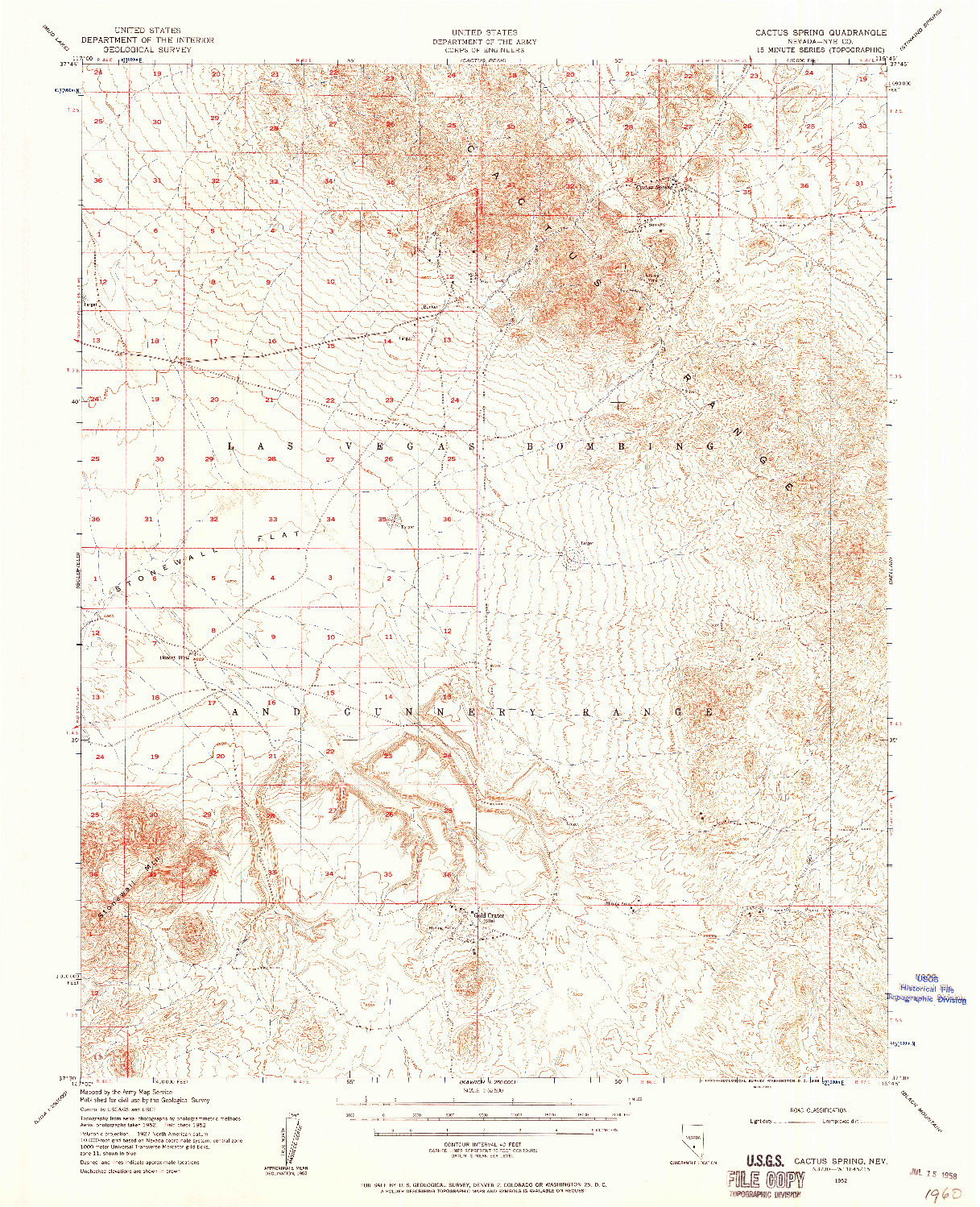 USGS 1:62500-SCALE QUADRANGLE FOR CACTUS SPRING, NV 1952