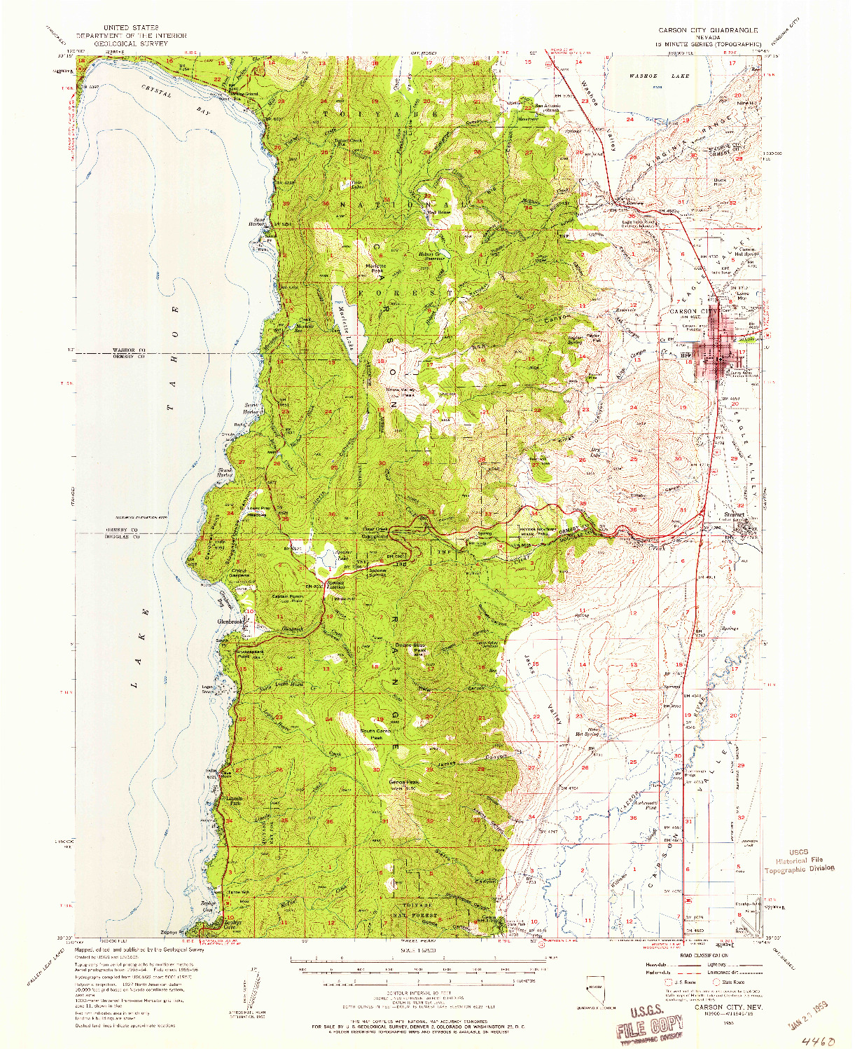 USGS 1:62500-SCALE QUADRANGLE FOR CARSON CITY, NV 1956