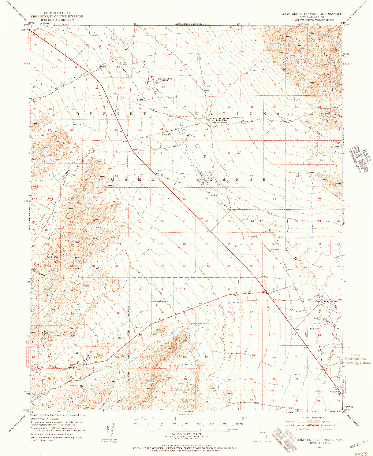 USGS 1:62500-SCALE QUADRANGLE FOR CORN CREEK SPRINGS, NV 1952