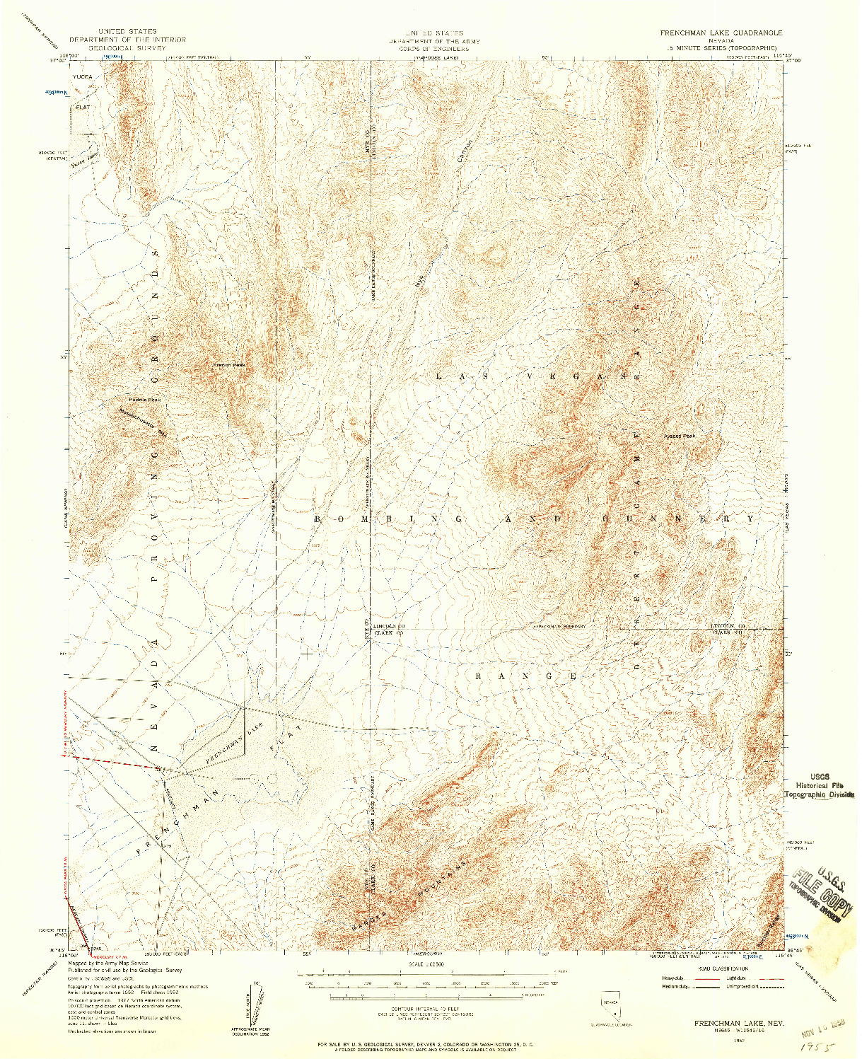 USGS 1:62500-SCALE QUADRANGLE FOR FRENCHMAN LAKE, NV 1952