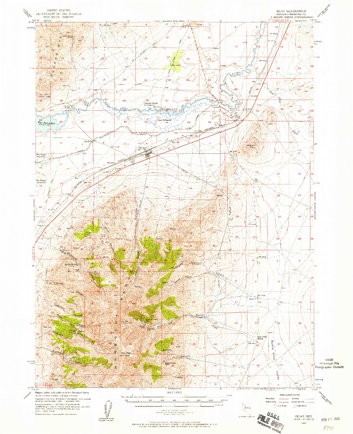 USGS 1:62500-SCALE QUADRANGLE FOR IMLAY, NV 1956
